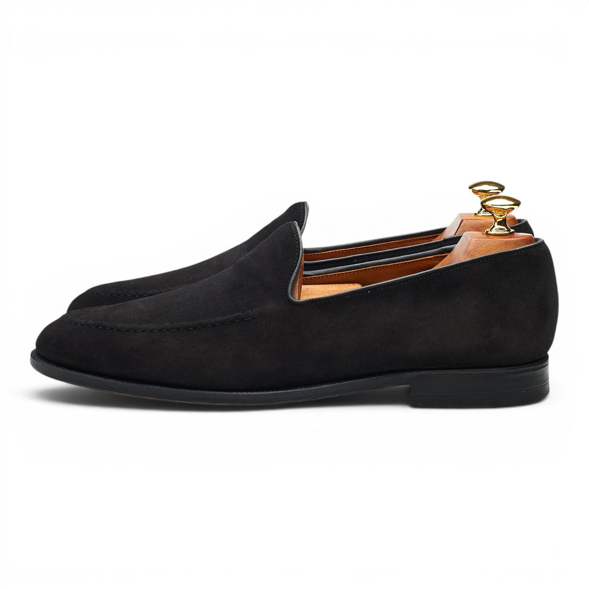 New & Lingwood Black Suede Slip On Loafers UK 9 E