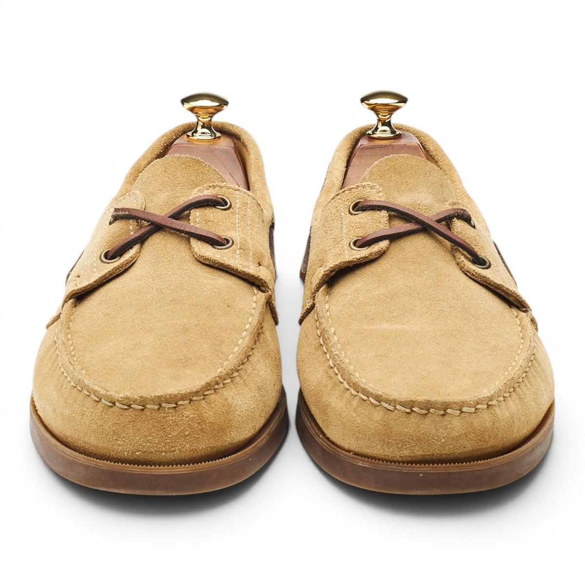 'Barth' Beige Suede Boat Shoes UK 9.5