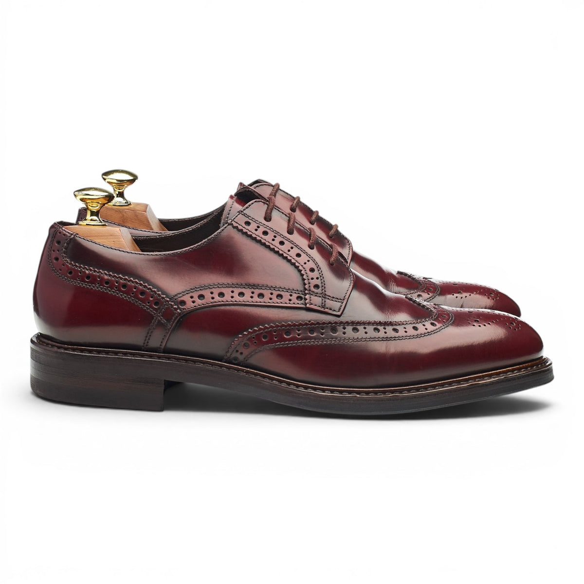'Edinburgh' Burgundy Leather Derby Brogues UK 7.5 F