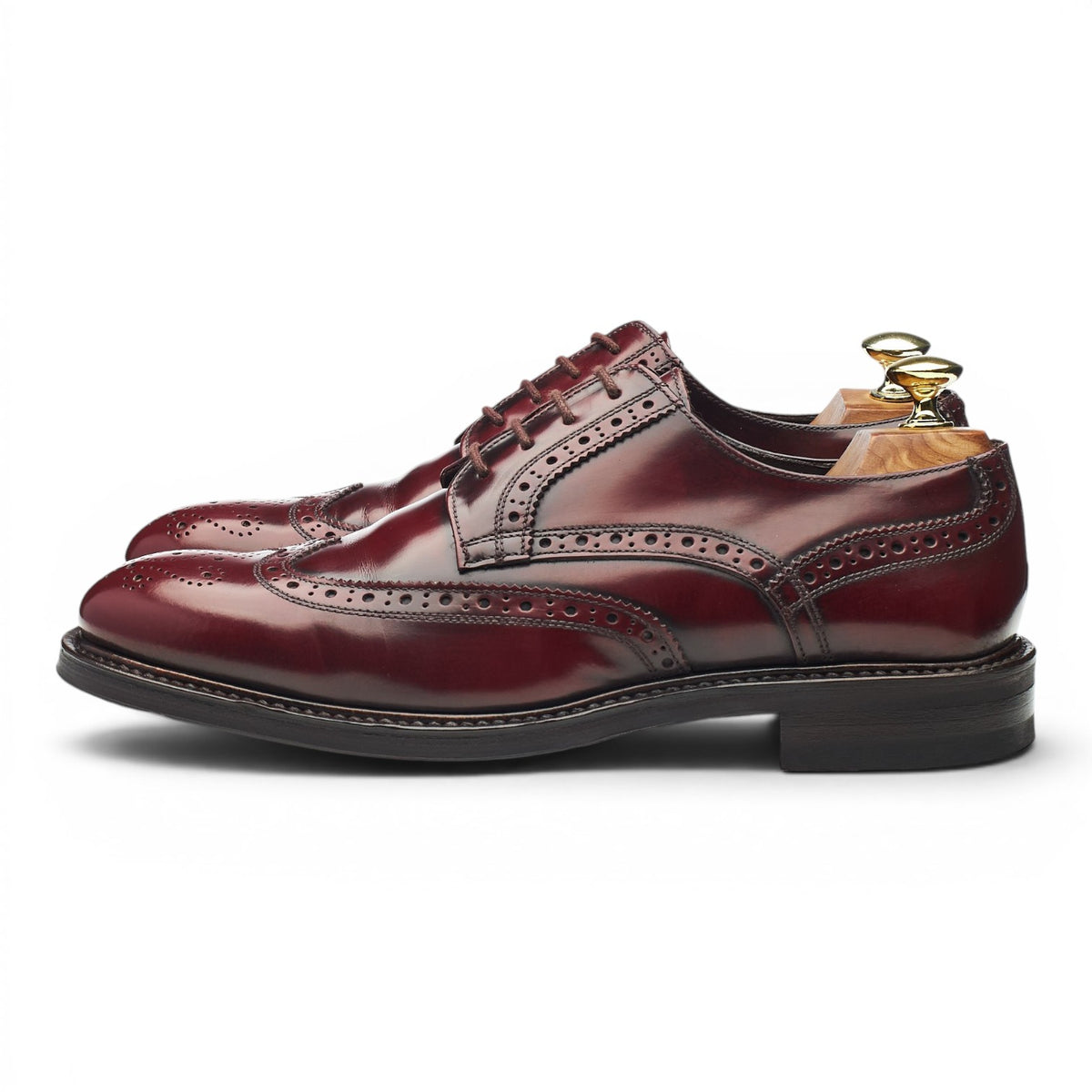 'Edinburgh' Burgundy Leather Derby Brogues UK 7.5 F