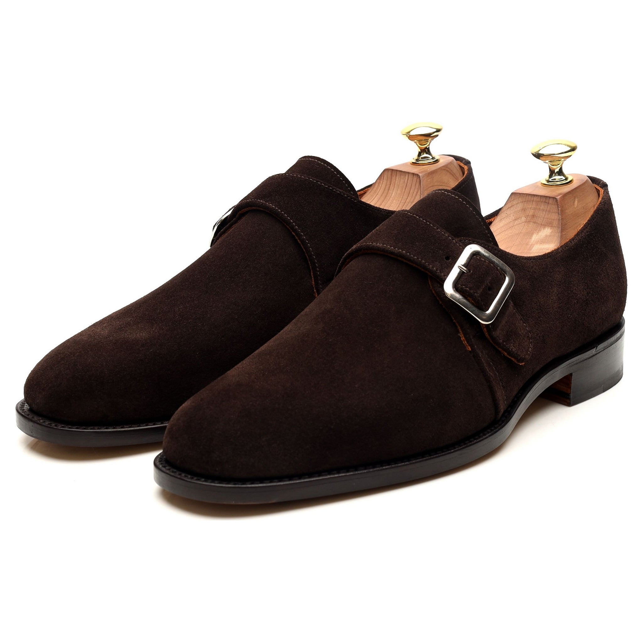 Rome' Dark Brown Suede Monk Strap UK 8 F - Abbot's Shoes