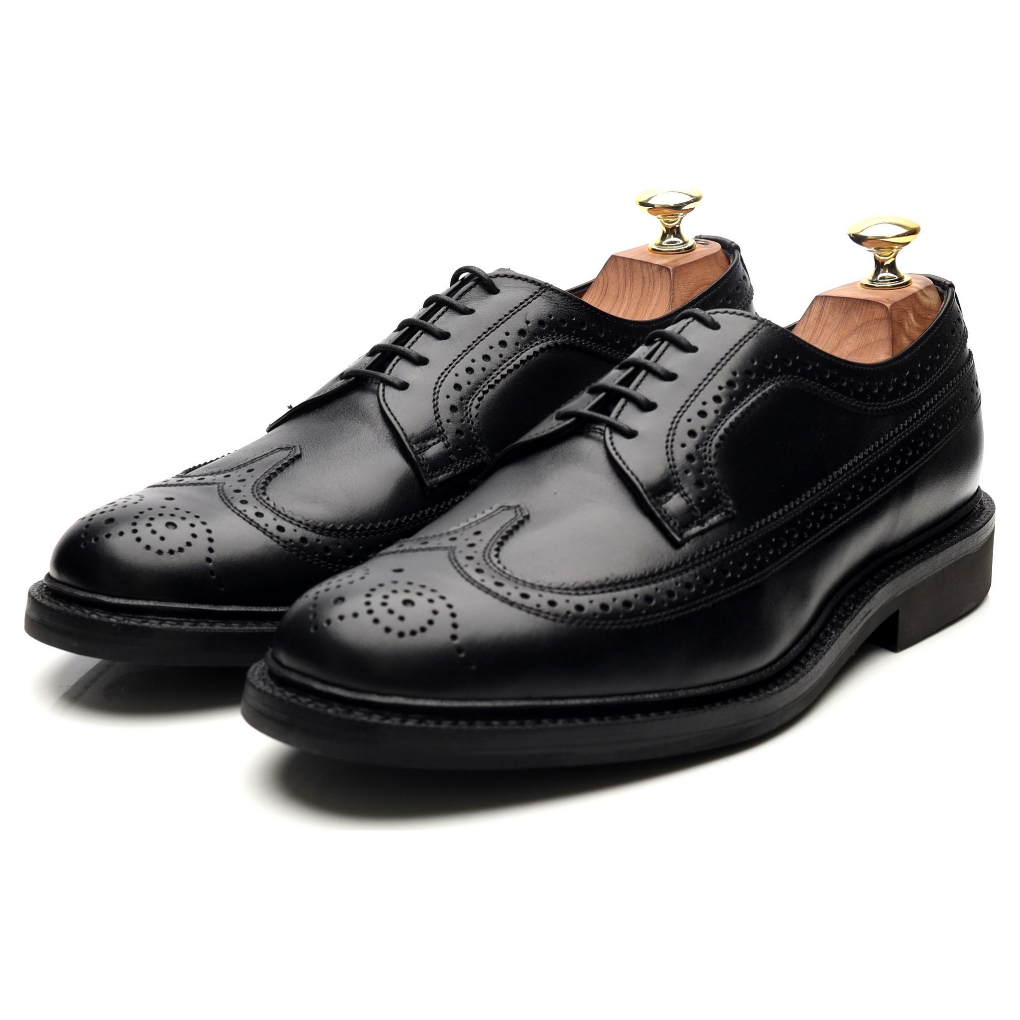 Kingston' Black Leather Derby Brogues UK 7.5 F - Abbot's Shoes