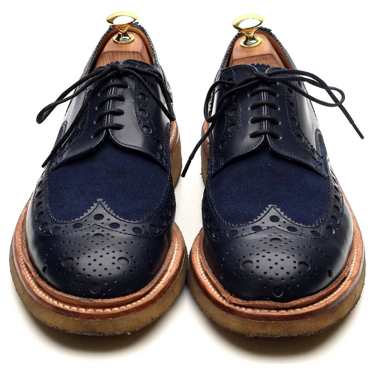 &#39;Archie&#39; Blue Leather Derby Brogues UK 8 G
