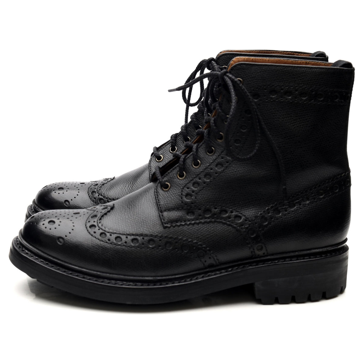 &#39;Fred&#39; Black Leather Brogue Boots UK 6.5 G