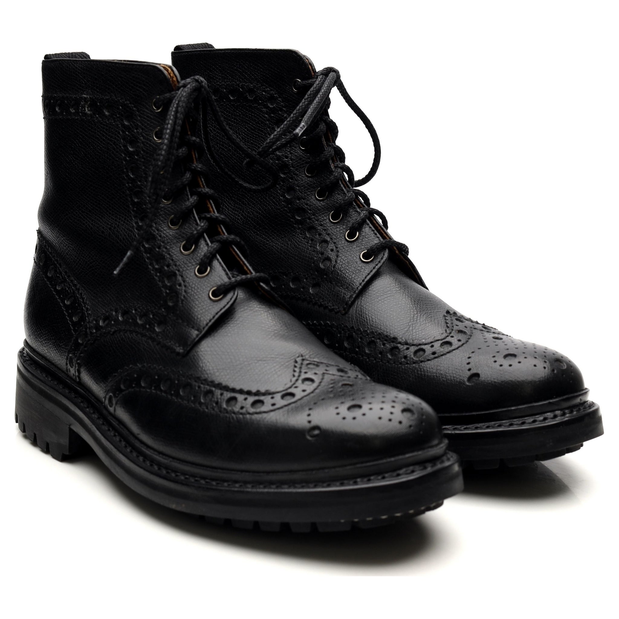 Mens black brogue 2025 boots uk