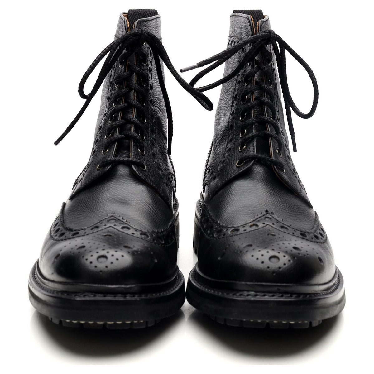 &#39;Fred&#39; Black Leather Brogue Boots UK 6.5 G