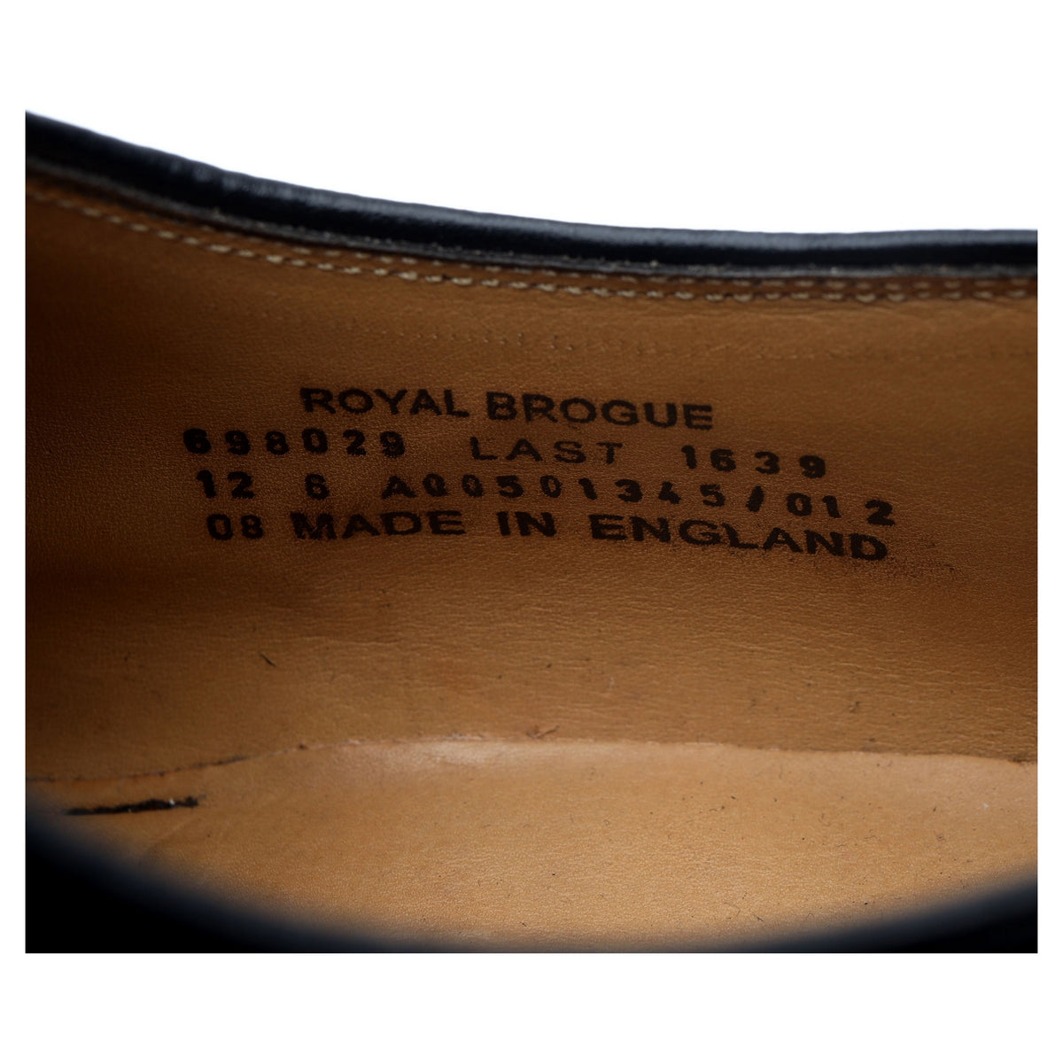 &#39;Royal Brogue&#39; Black Leather Derby UK 12