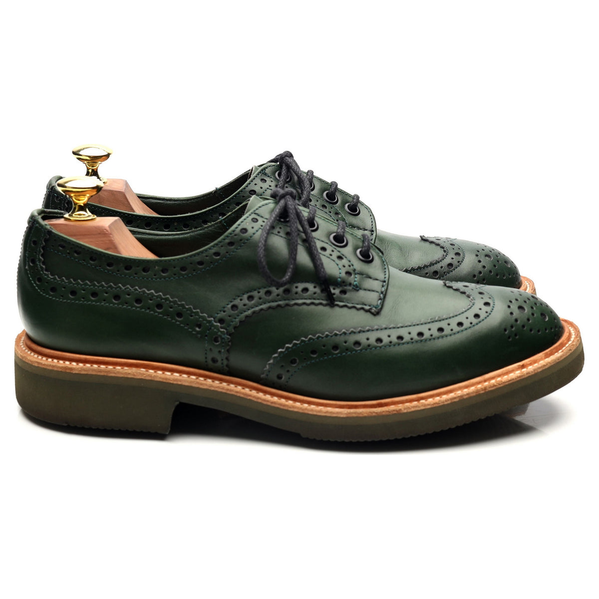 &#39;Bourton&#39; Green Leather Derby Brogues UK 7