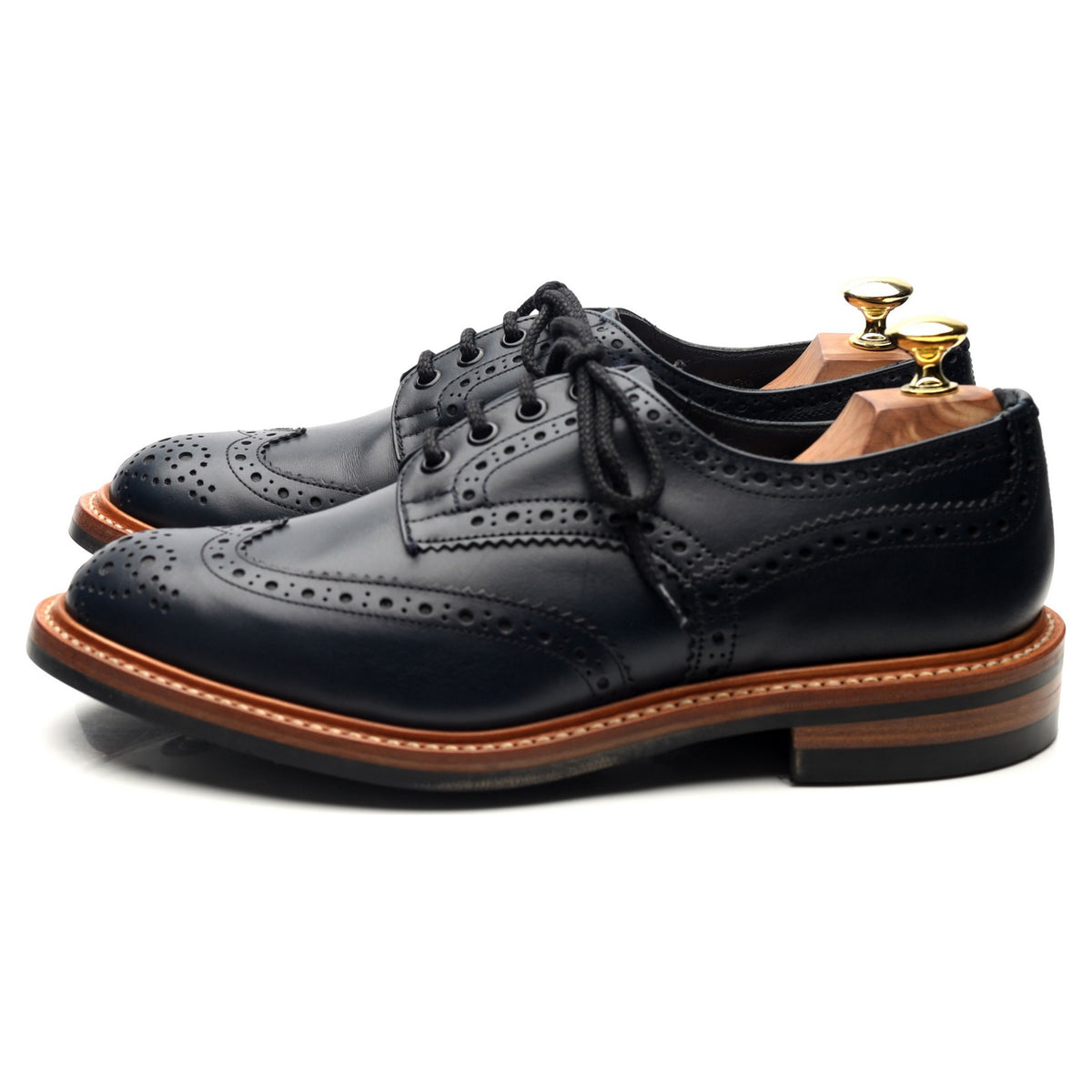 &#39;Bourton&#39; Navy Blue Leather Derby UK 7.5