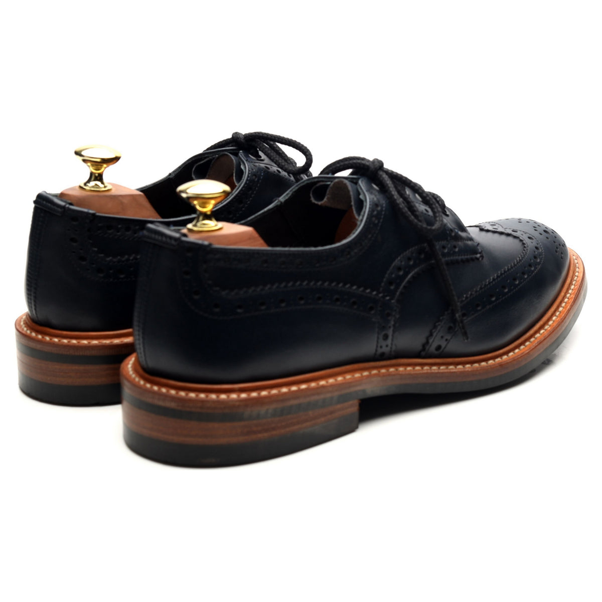 &#39;Bourton&#39; Navy Blue Leather Derby UK 7.5