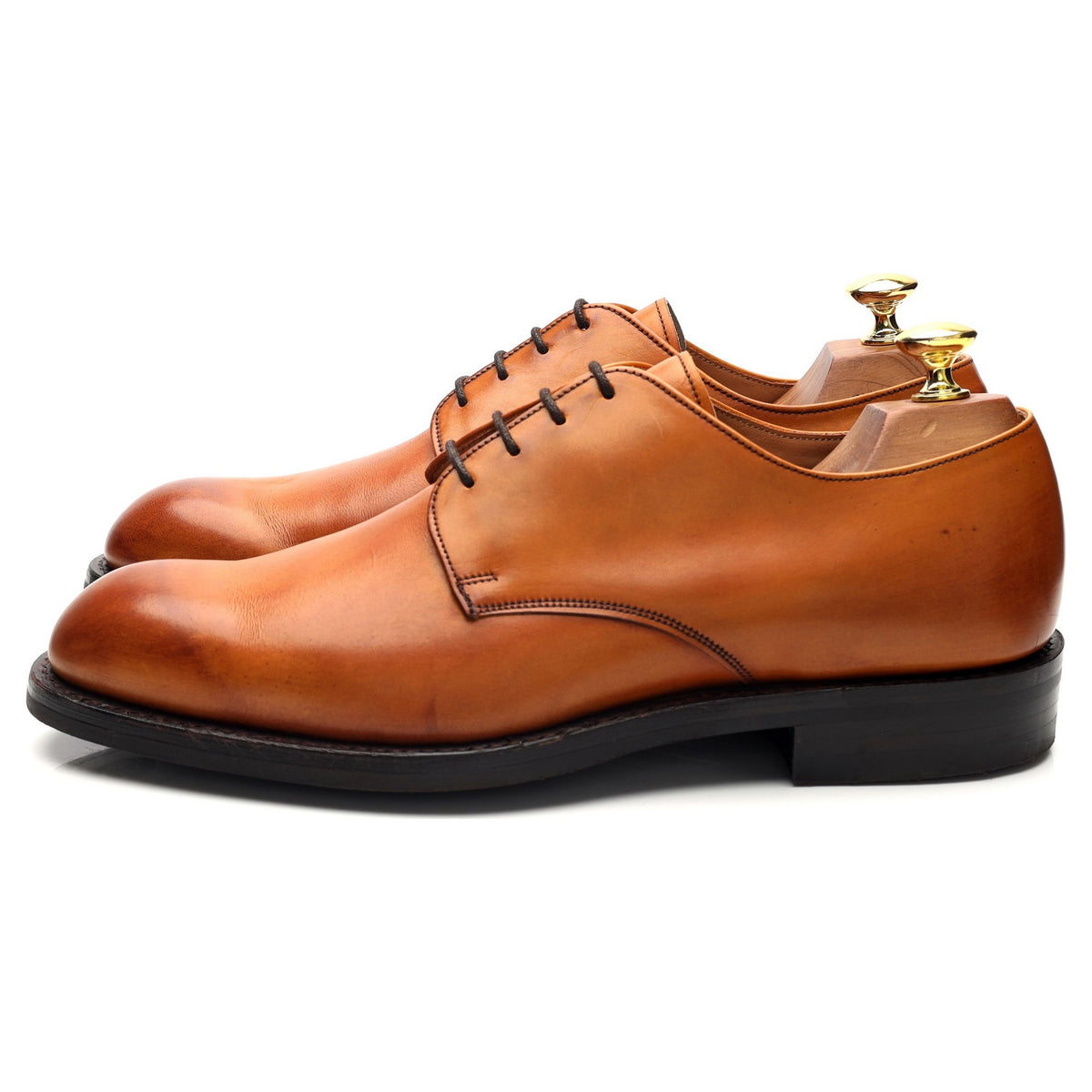 &#39;Bobby II&#39; Tan Brown Leather Derby UK 8.5 F