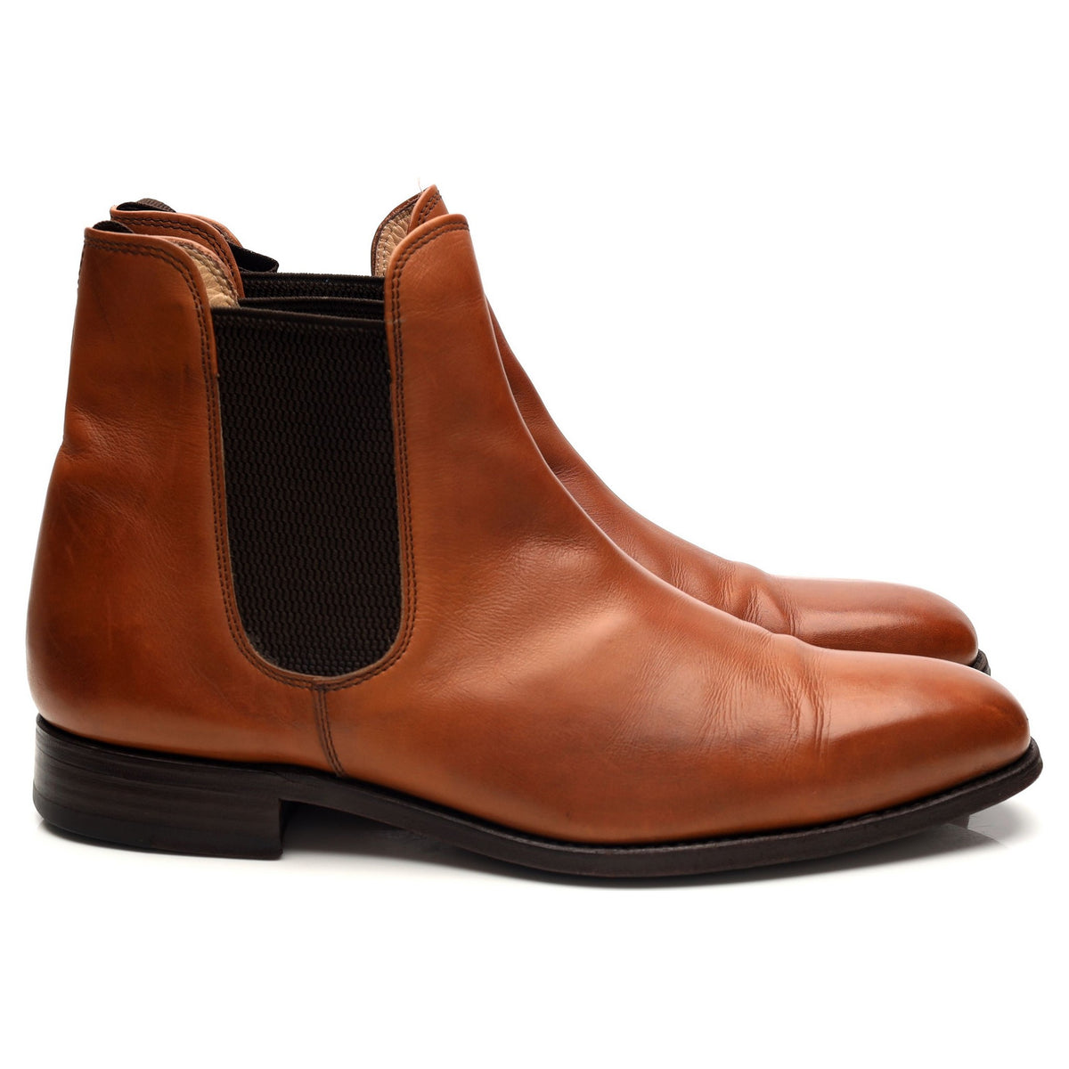 Tan Brown Leather Chelsea Boots UK 8 E