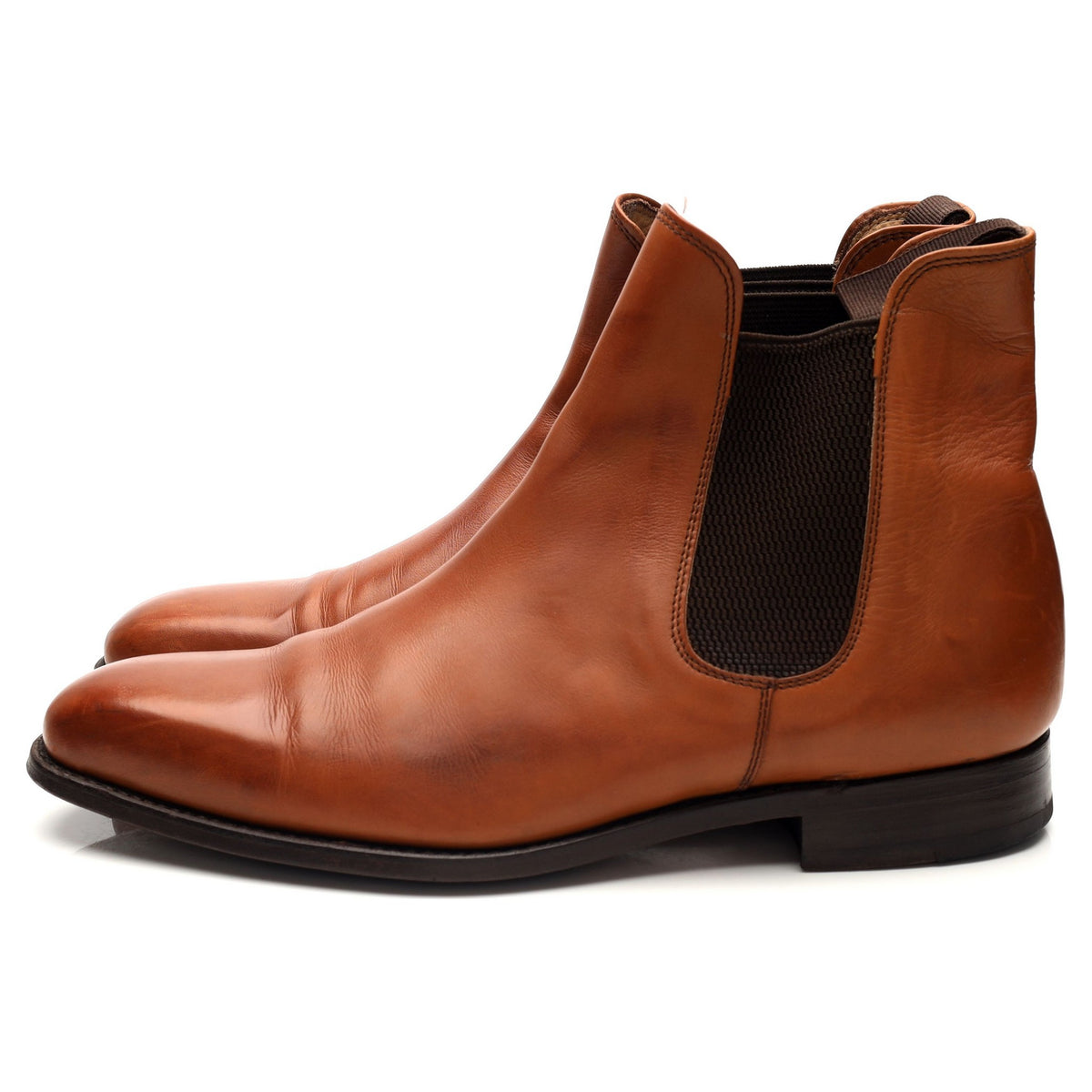 Tan Brown Leather Chelsea Boots UK 8 E