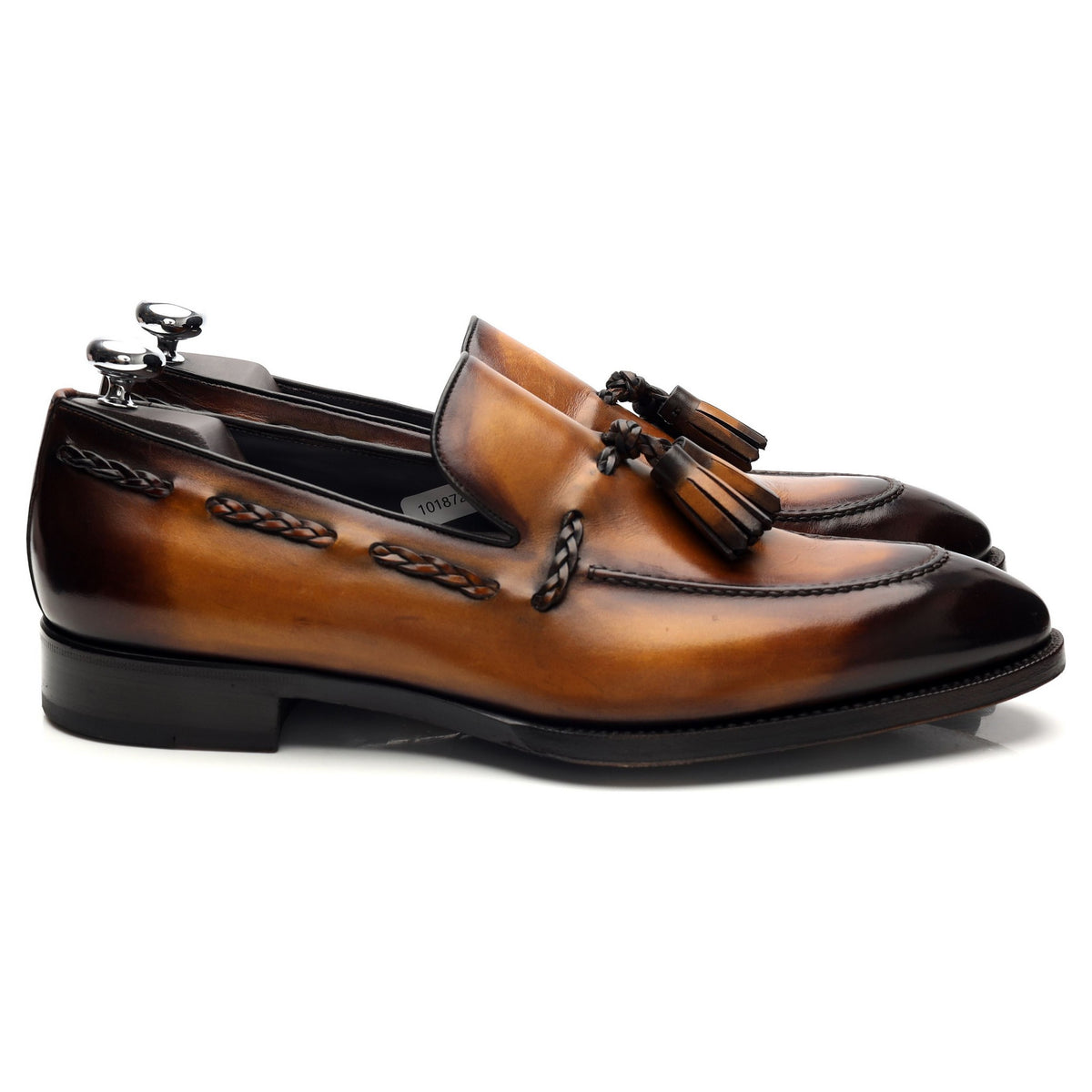 &#39;Varesse&#39; Tan Brown Patina Leather Tassel Loafers UK 10 US 11