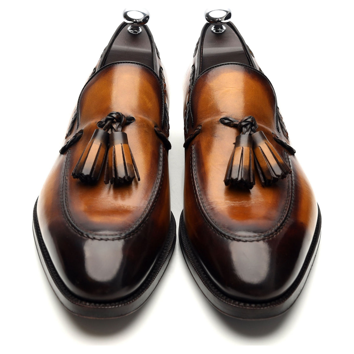 &#39;Varesse&#39; Tan Brown Patina Leather Tassel Loafers UK 10 US 11