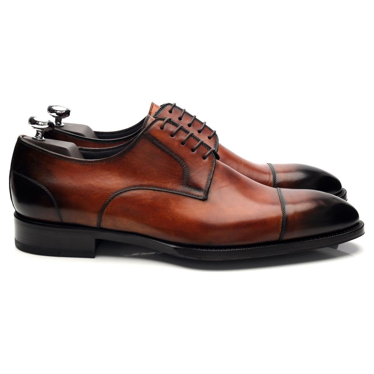 &#39;Monza&#39; Tan Brown Cap Toe Leather Derby UK 10 US 11