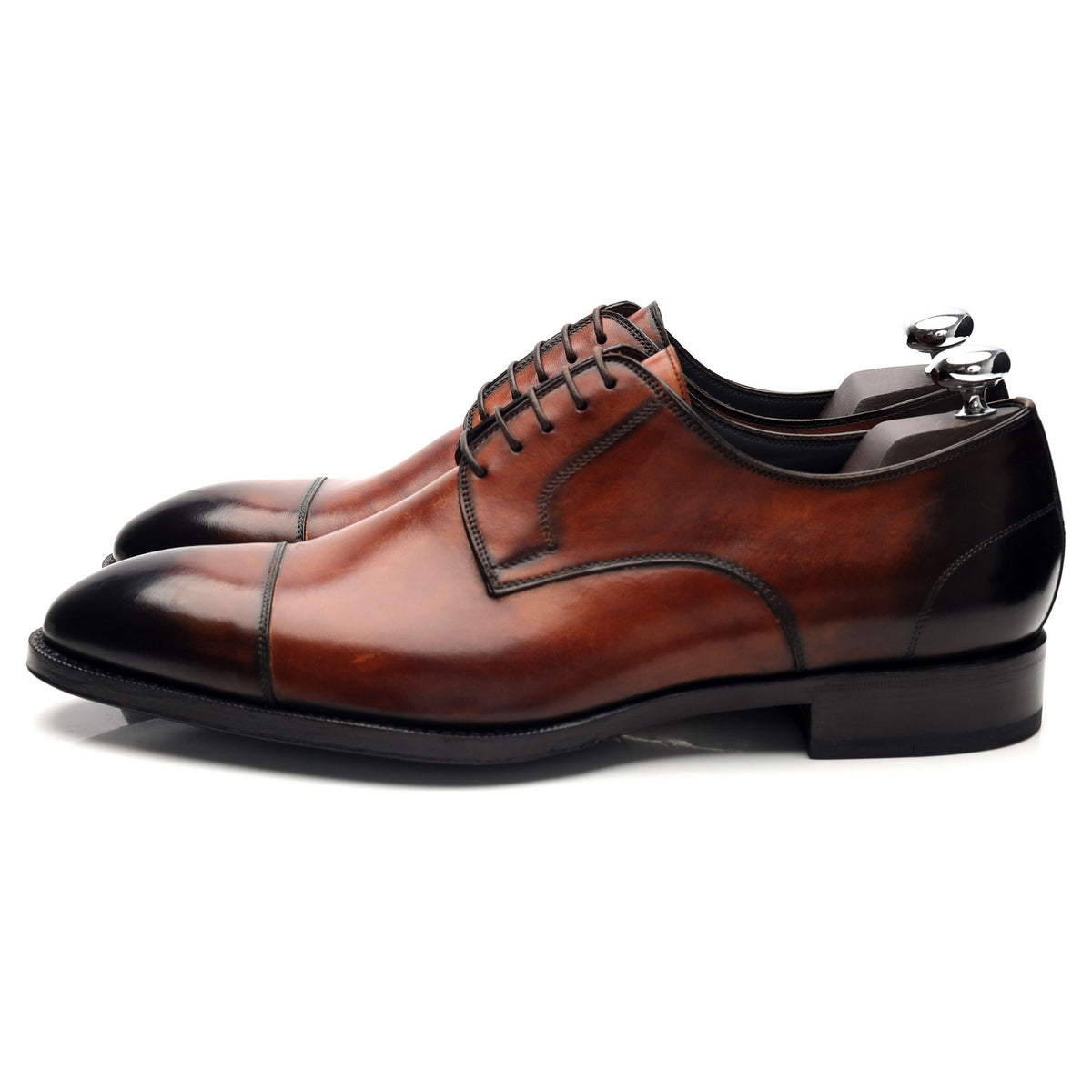 &#39;Monza&#39; Tan Brown Cap Toe Leather Derby UK 10 US 11