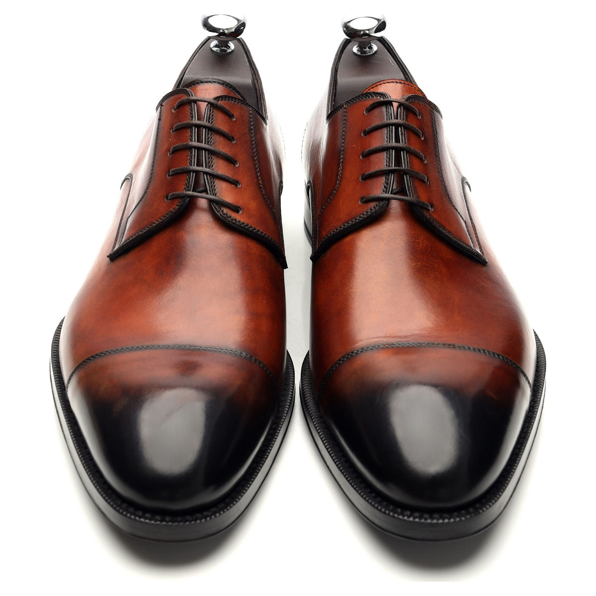 &#39;Monza&#39; Tan Brown Cap Toe Leather Derby UK 10 US 11
