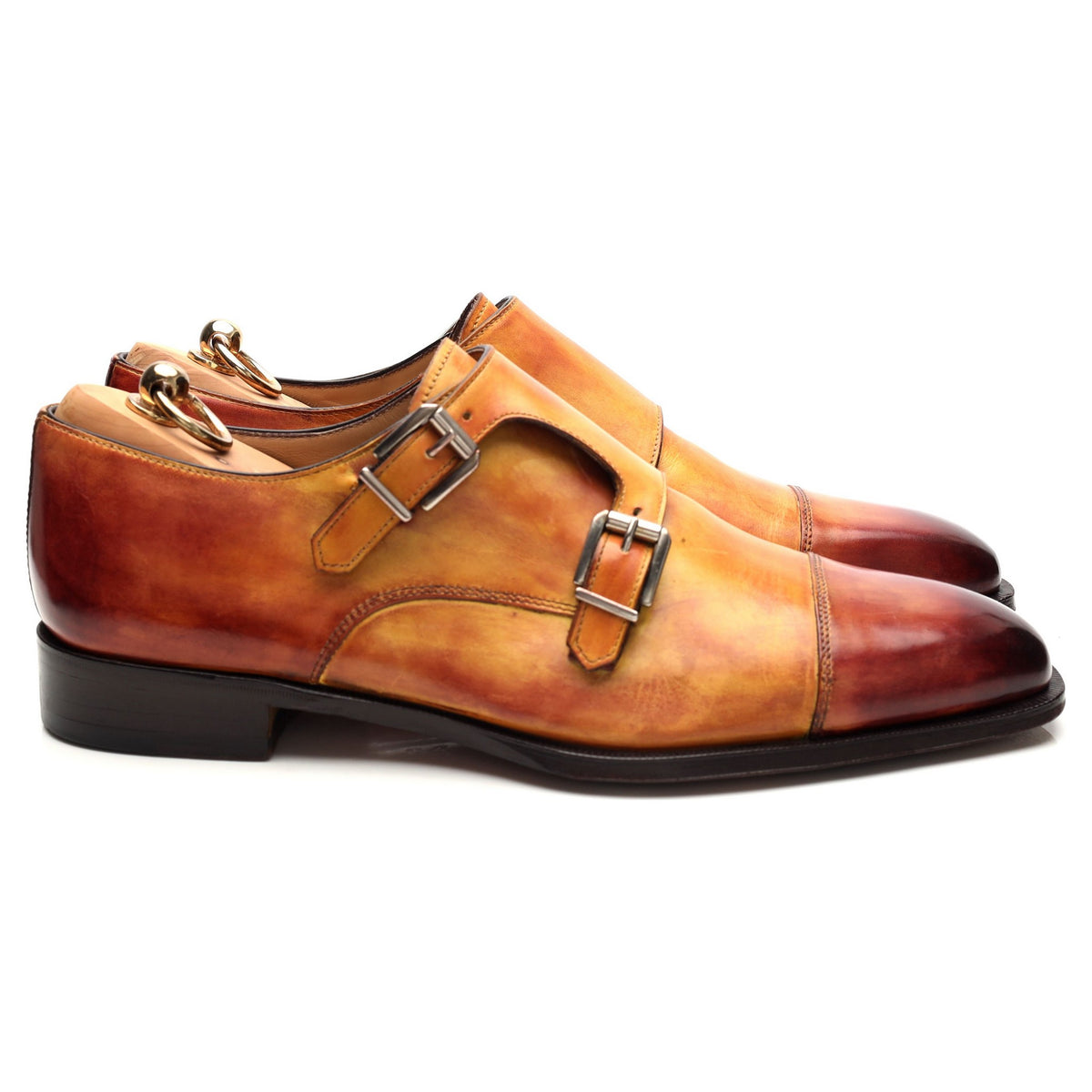 &#39;Palermo&#39; Tan Brown Leather Double Monk Strap UK 10 US 11