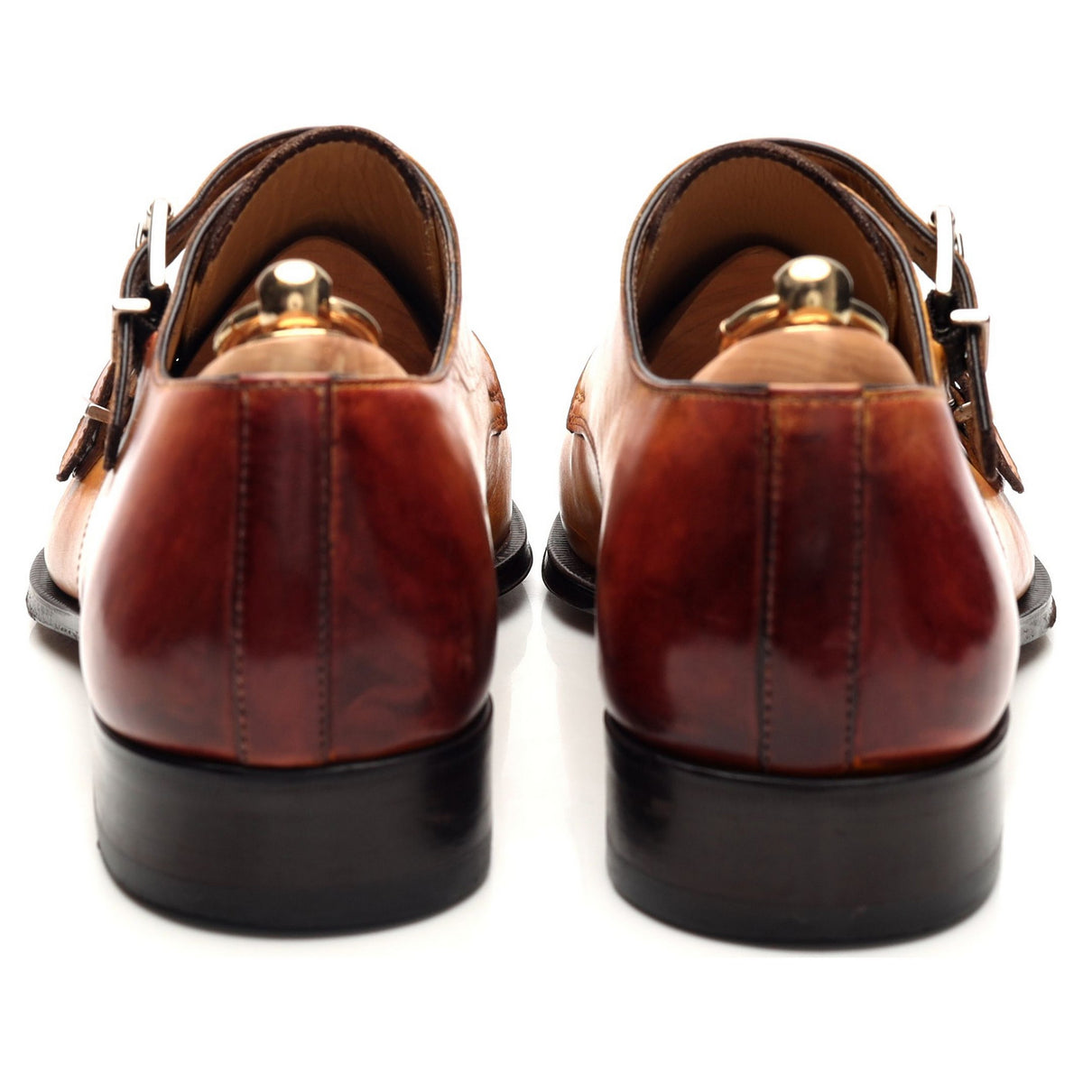 &#39;Palermo&#39; Tan Brown Leather Double Monk Strap UK 10 US 11