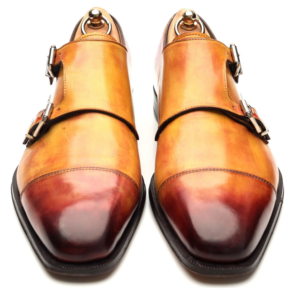 &#39;Palermo&#39; Tan Brown Leather Double Monk Strap UK 10 US 11