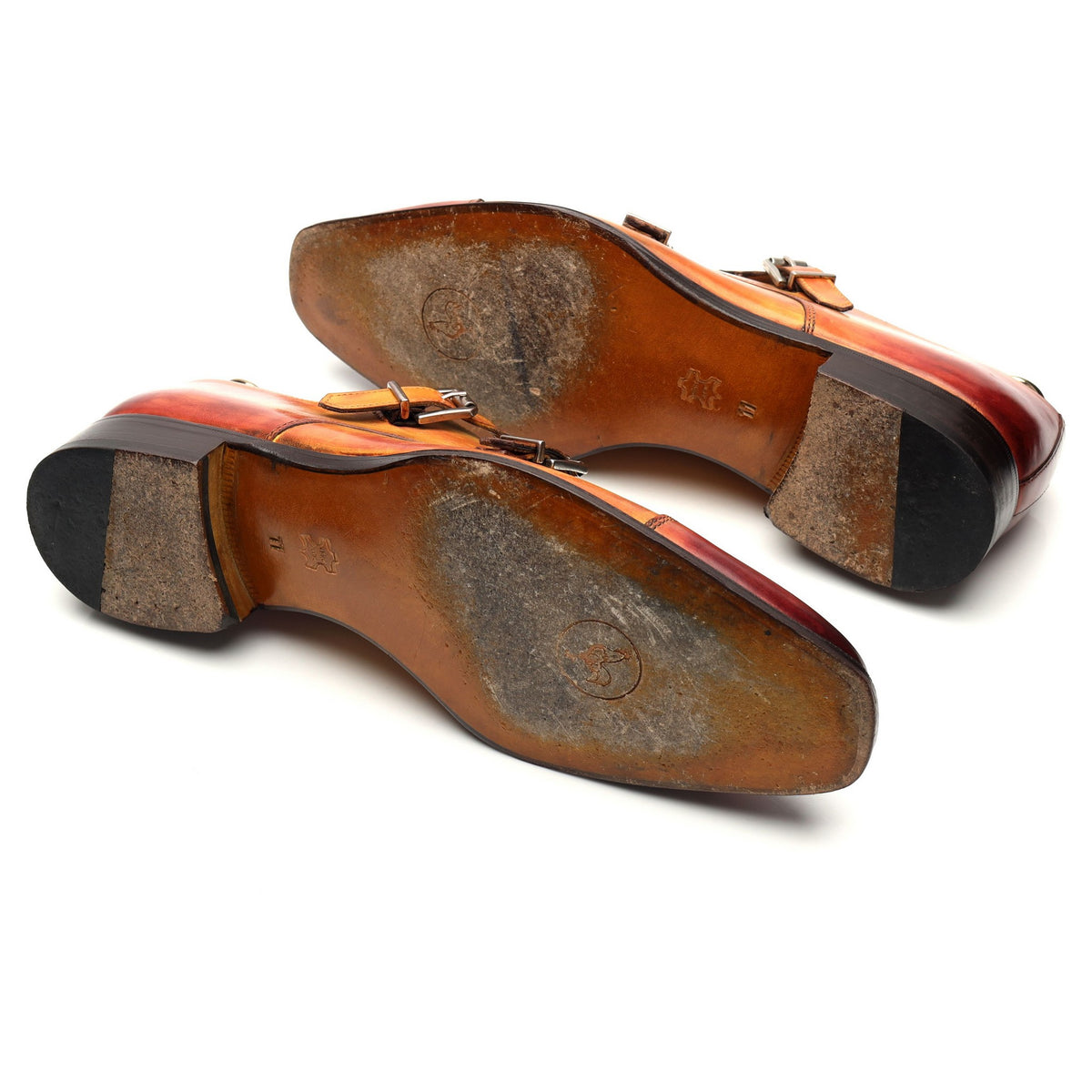 &#39;Palermo&#39; Tan Brown Leather Double Monk Strap UK 10 US 11