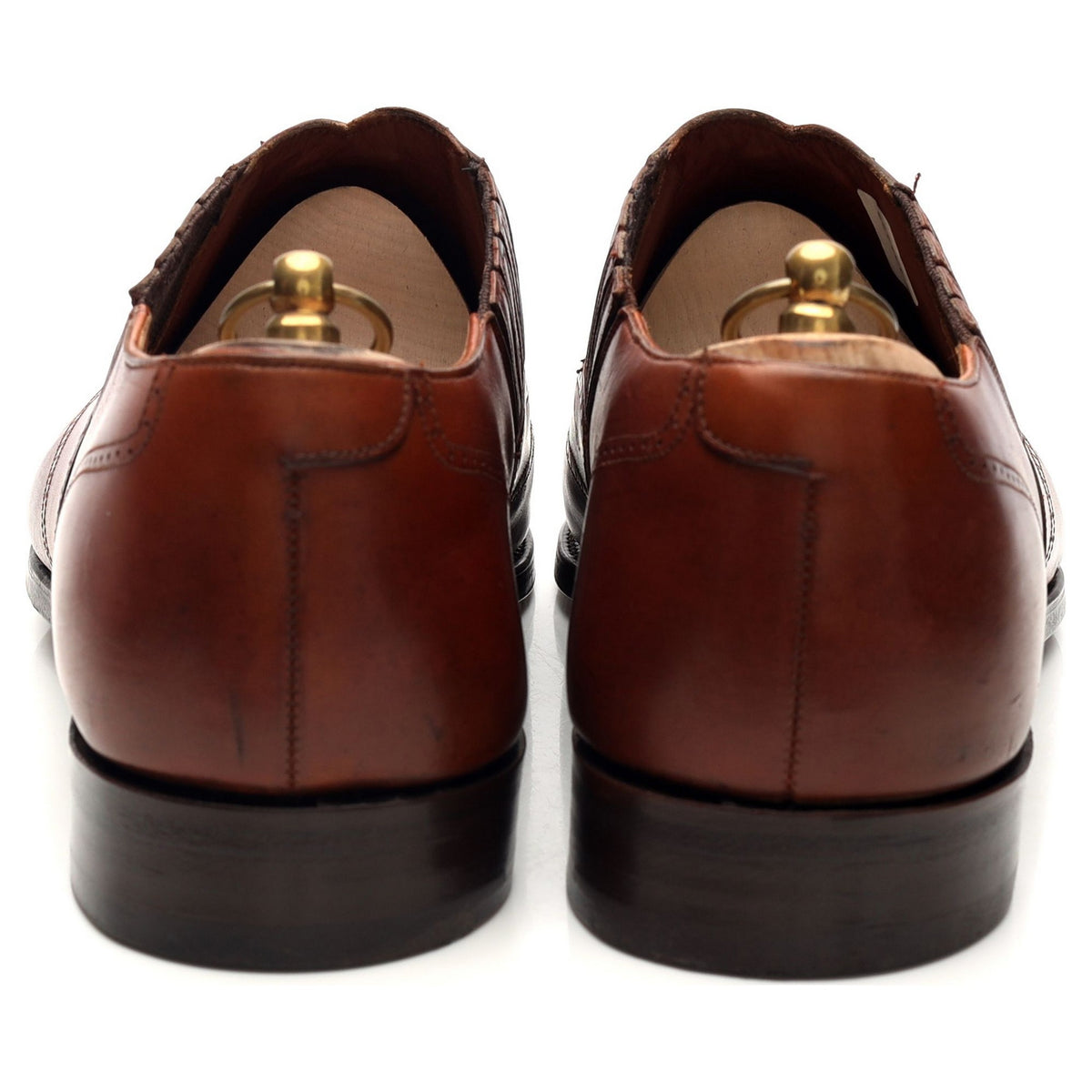 Tan Brown Leather Lazyman Slip On Brogues UK 10.5 E