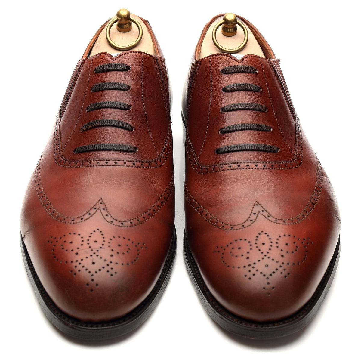 Tan Brown Leather Lazyman Slip On Brogues UK 10.5 E