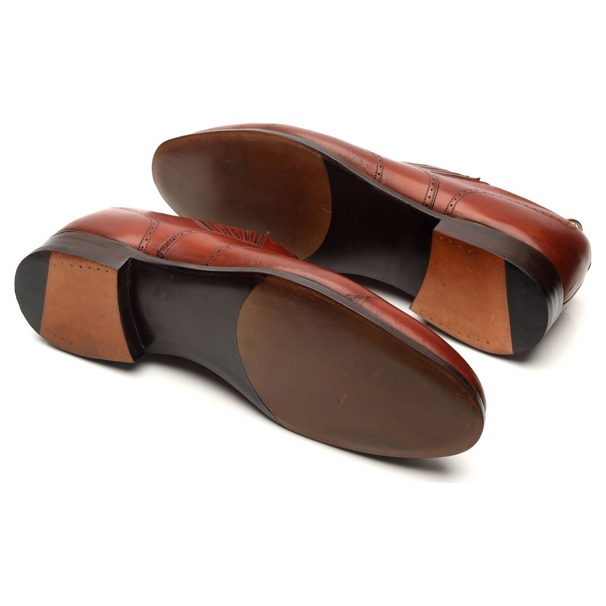 Tan Brown Leather Lazyman Slip On Brogues UK 10.5 E