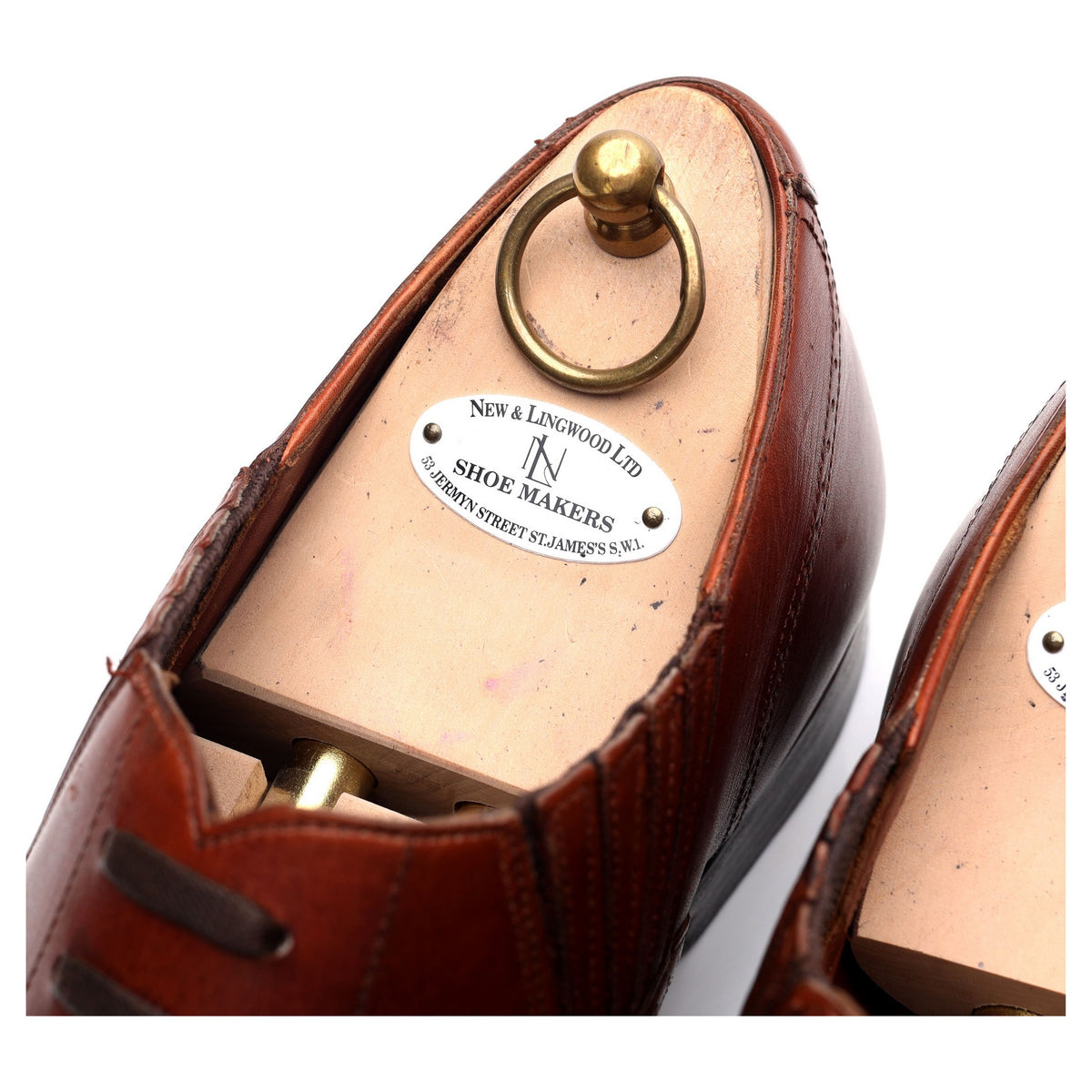 Tan Brown Leather Lazyman Slip On Brogues UK 10.5 E