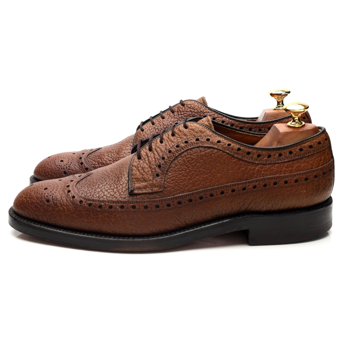 Brown Grain Bison Leather Derby Brogues UK 8.5 US 9.5 D