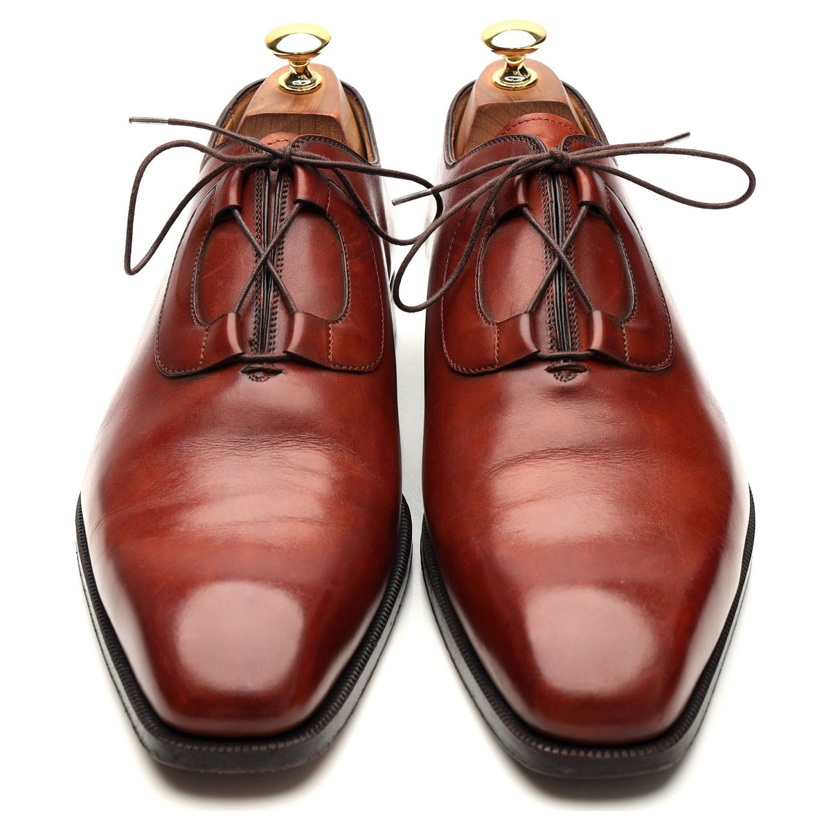 Tan Brown Leather Ghillie Oxford UK 9.5 US 10.5