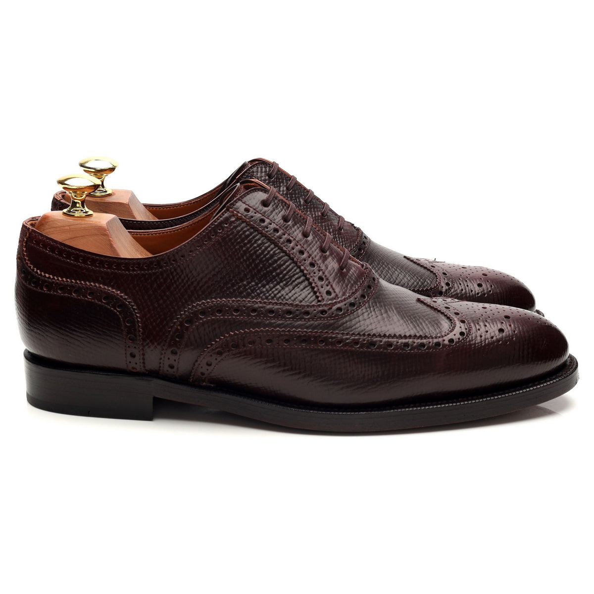&#39;Aldrin&#39; Burgundy Grain Cordovan Leather Oxford Brogues UK 8