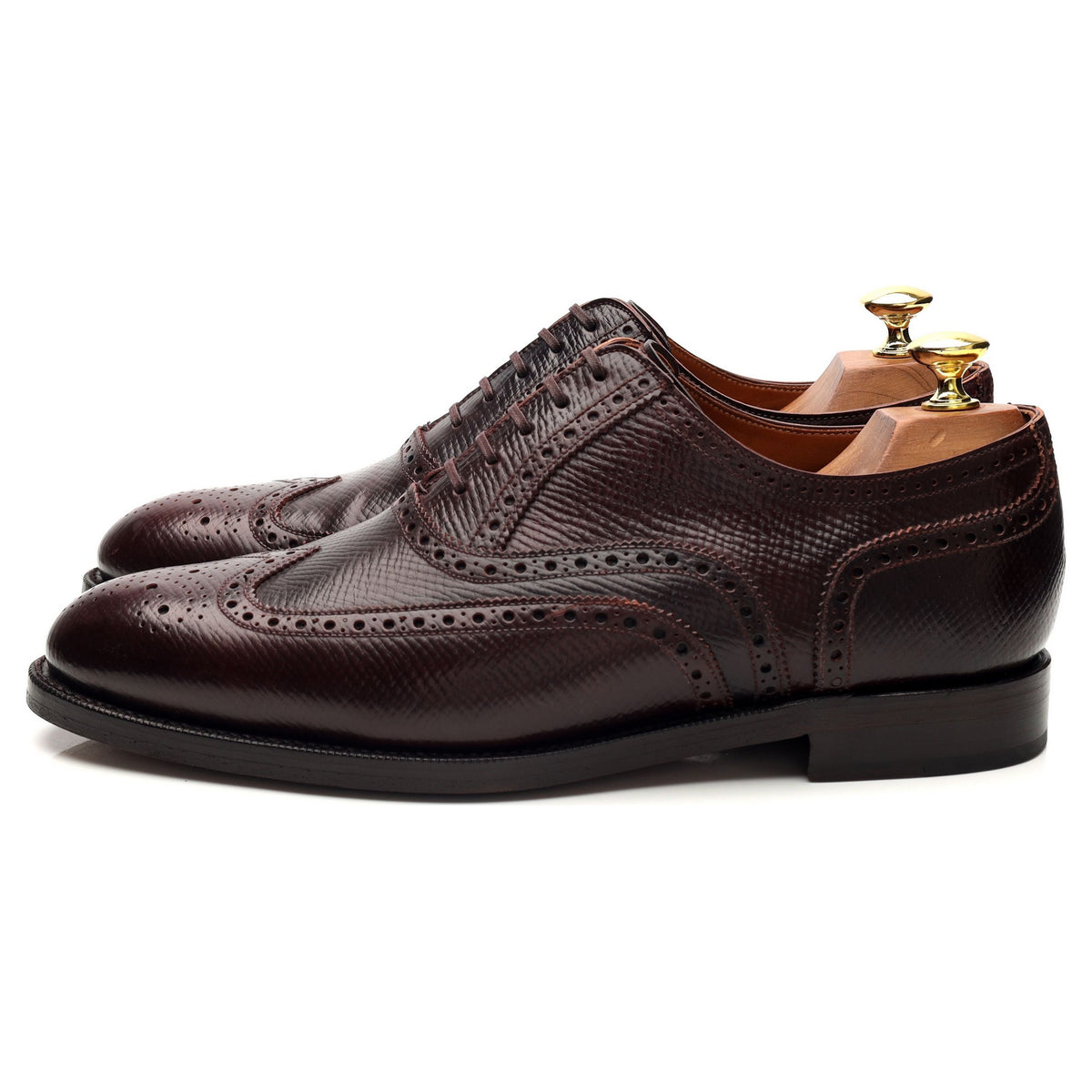 &#39;Aldrin&#39; Burgundy Grain Cordovan Leather Oxford Brogues UK 8