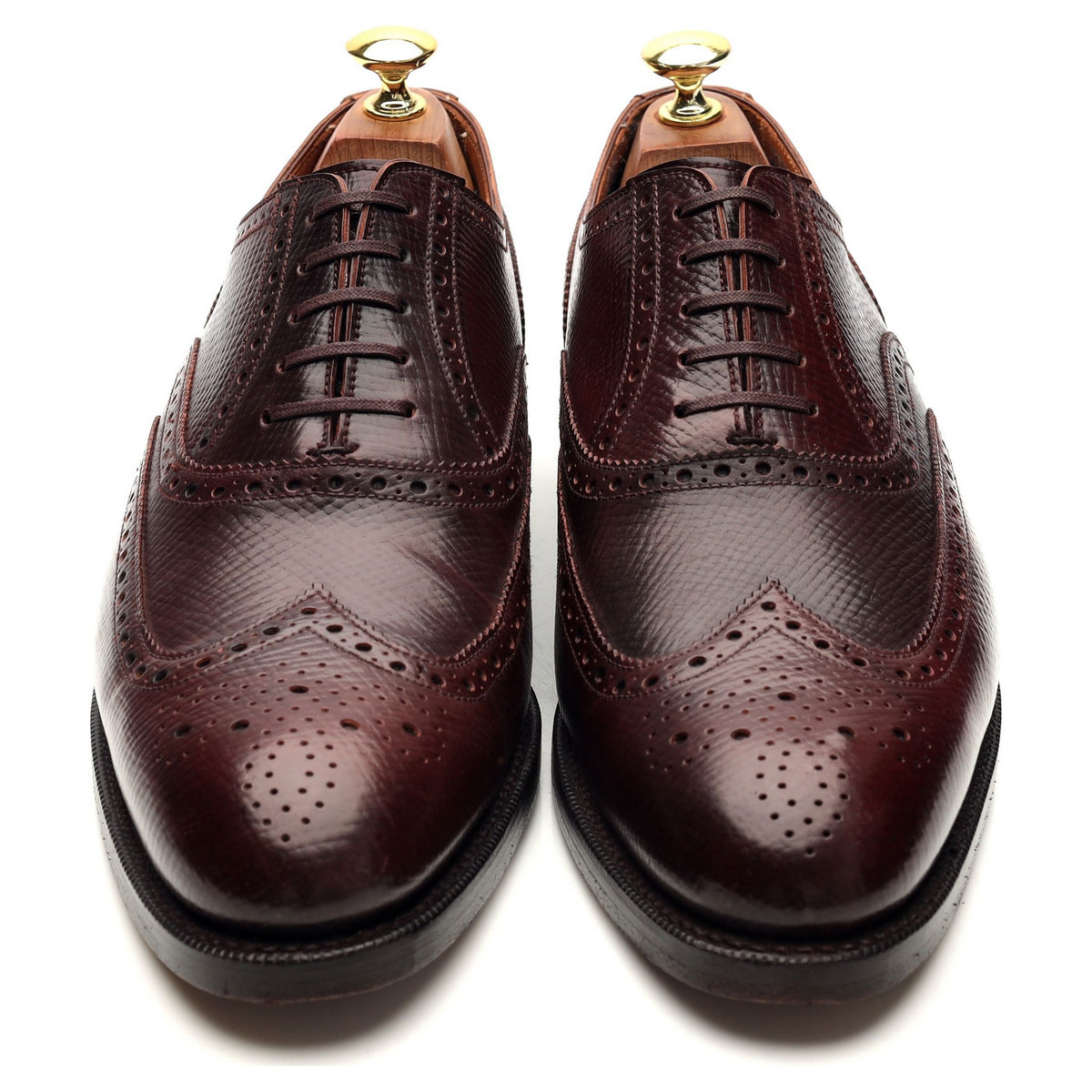 &#39;Aldrin&#39; Burgundy Grain Cordovan Leather Oxford Brogues UK 8