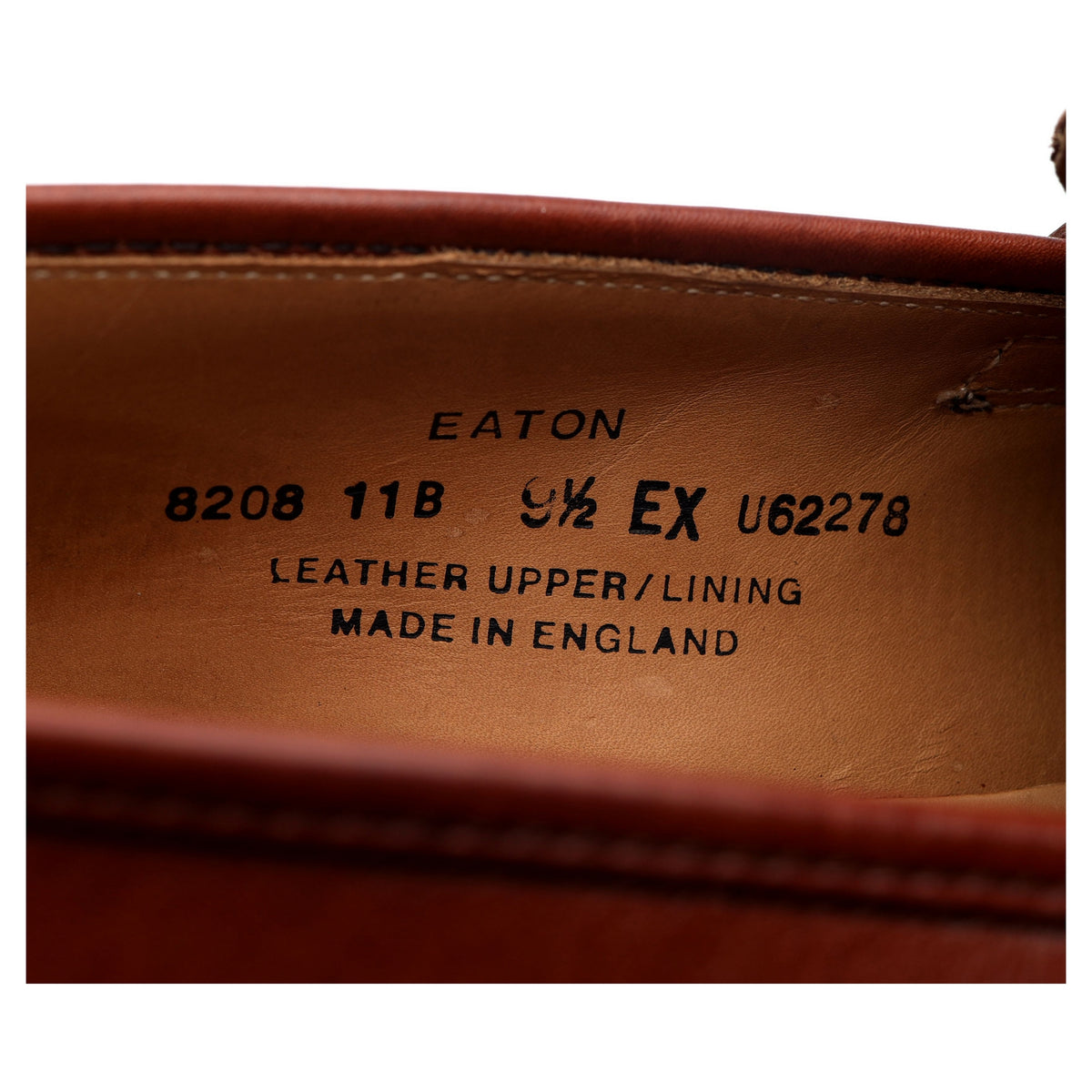 &#39;Eaton&#39; Tan Brown Leather Suede Loafers UK 9.5 EX