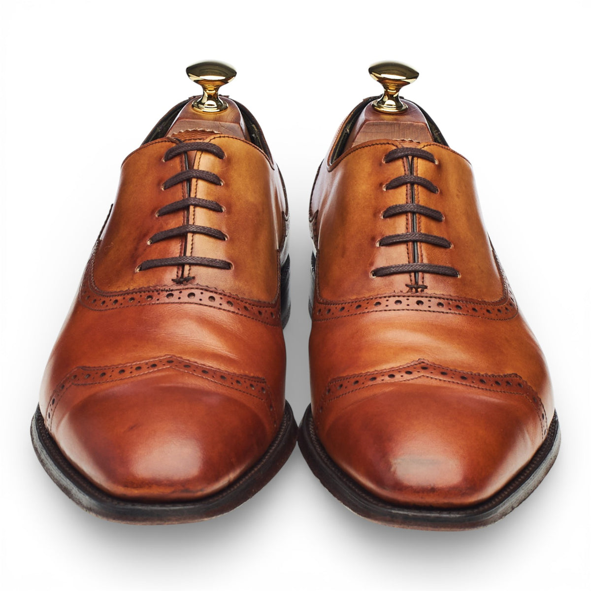 'Cardiff' Tan Brown Leather Oxford Brogue UK 9 F