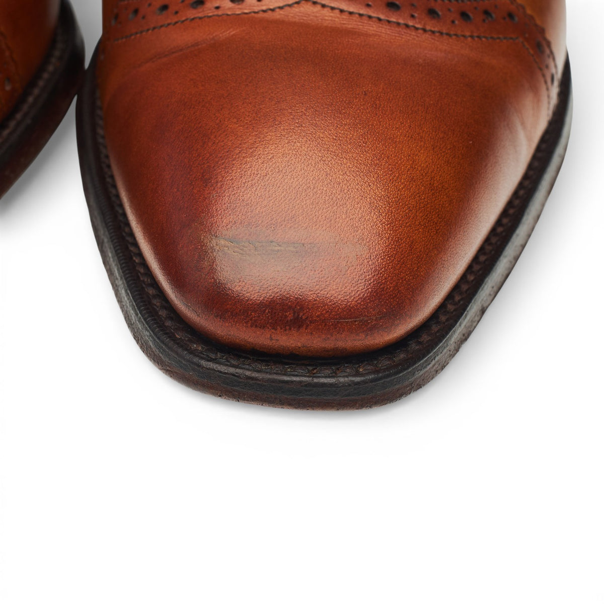 'Cardiff' Tan Brown Leather Oxford Brogue UK 9 F