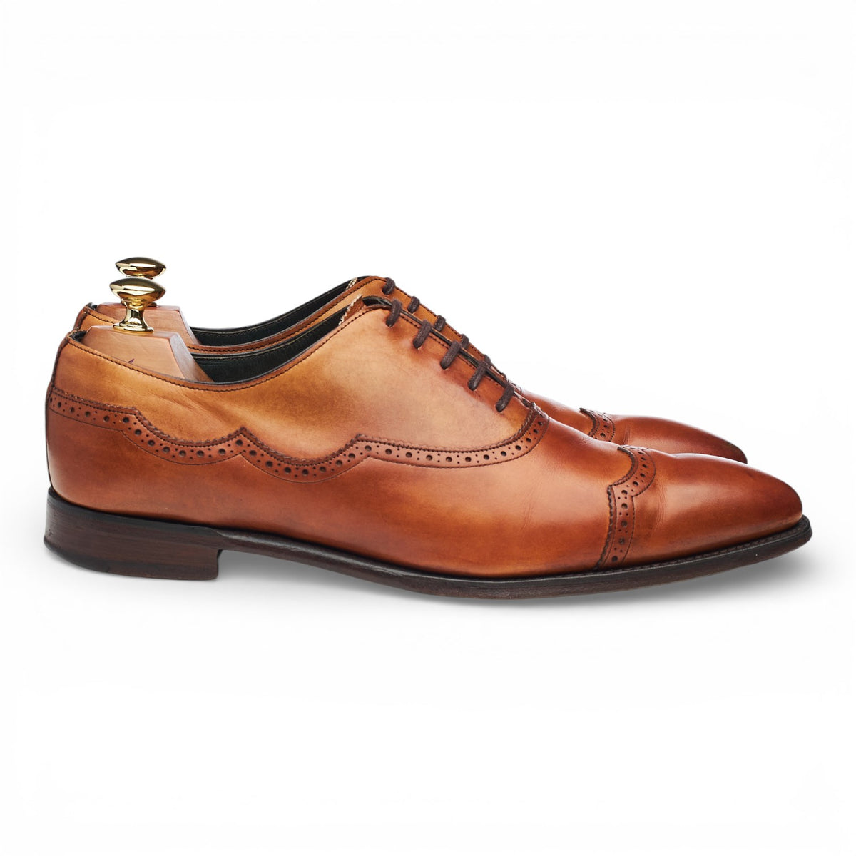 'Cardiff' Tan Brown Leather Oxford Brogue UK 9 F