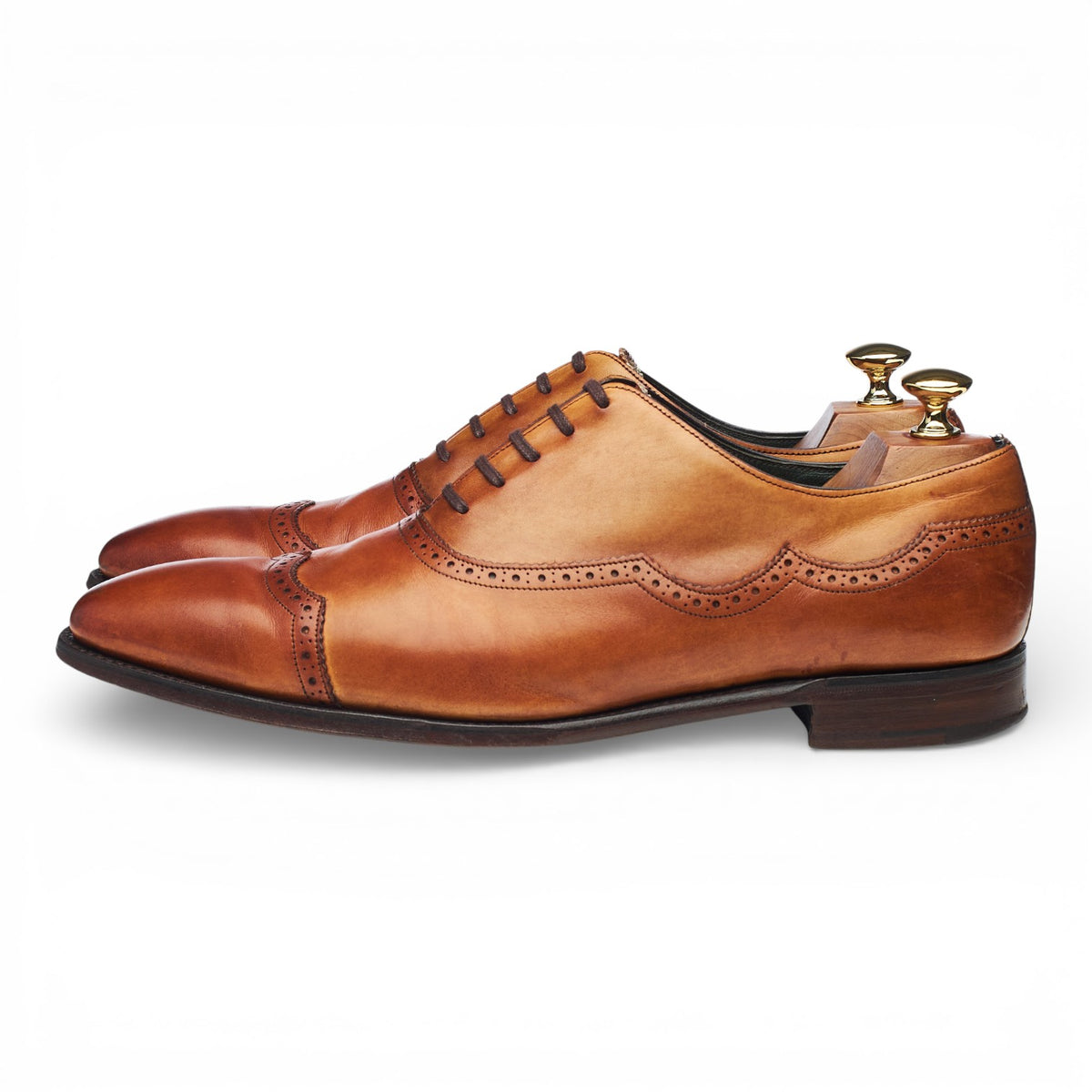 'Cardiff' Tan Brown Leather Oxford Brogue UK 9 F