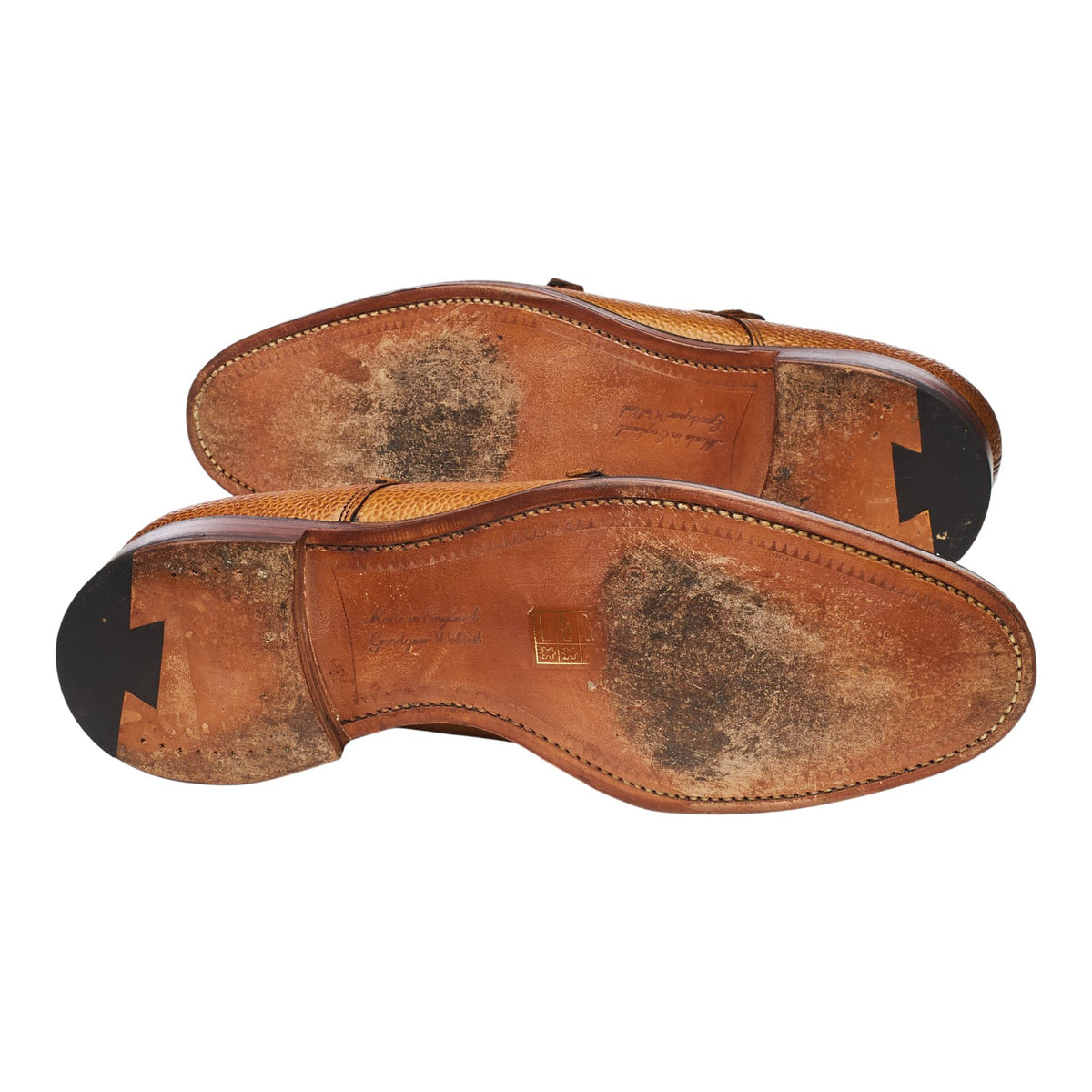 'Edmund' Tan Brown Grain Leather Double Monk Strap UK 7.5 F