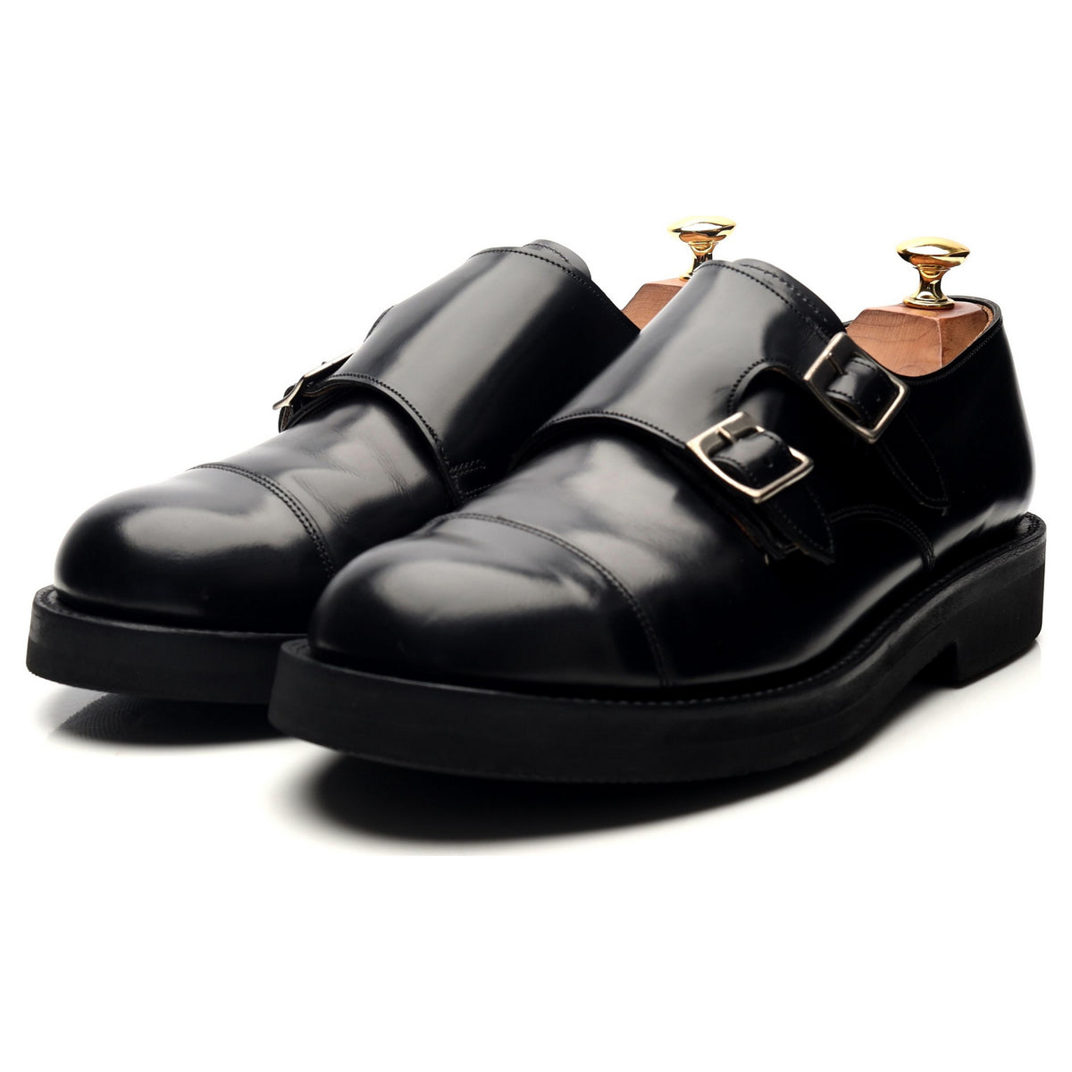 &#39;Diggery&#39; Black Leather Double Monk Strap UK 8.5 G