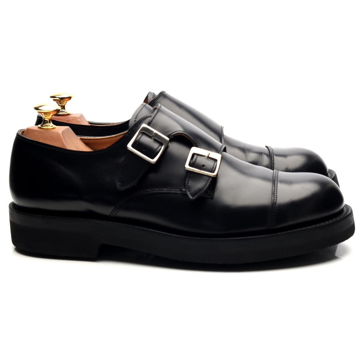 &#39;Diggery&#39; Black Leather Double Monk Strap UK 8.5 G