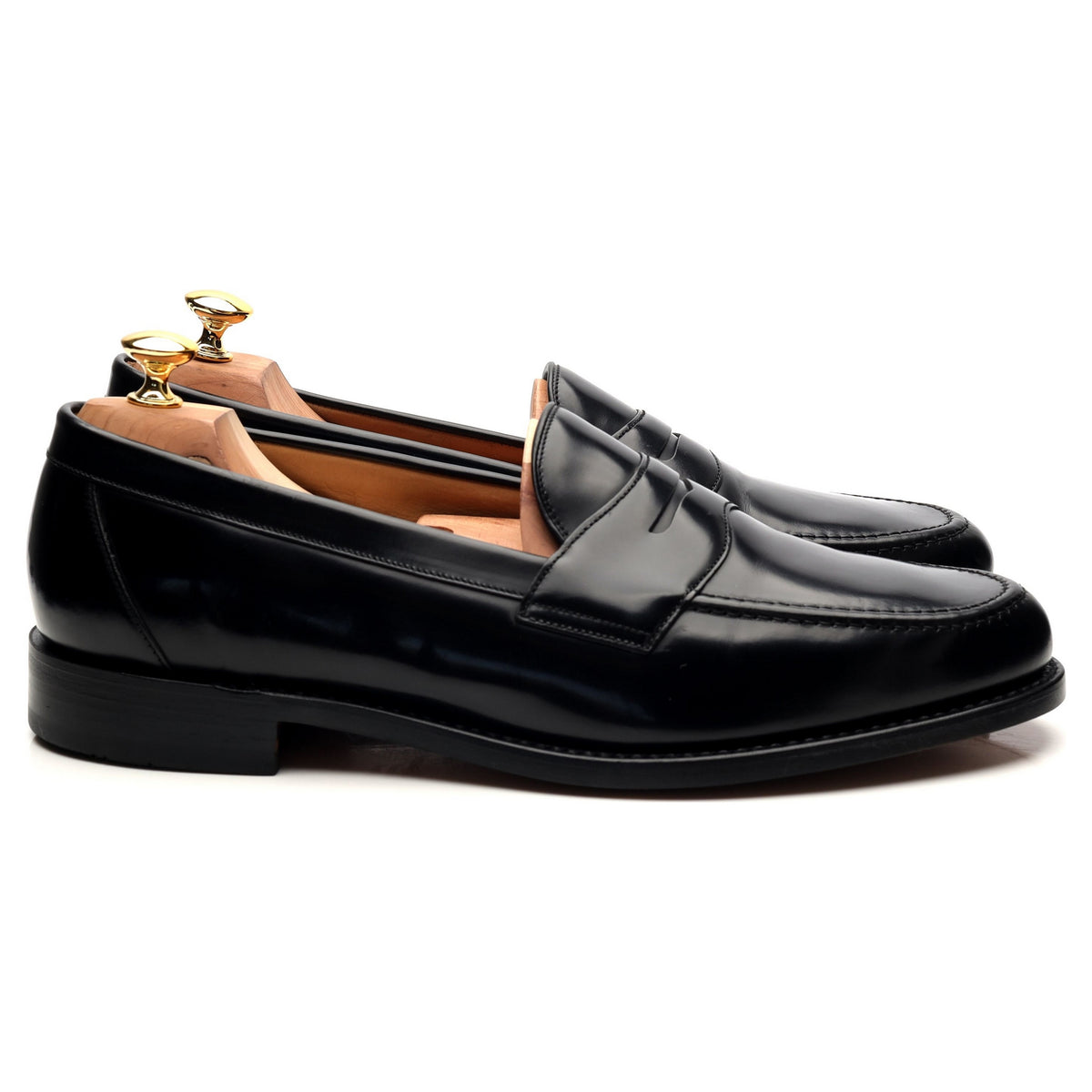 &#39;Eton&#39; Black Leather Loafers UK 11 F