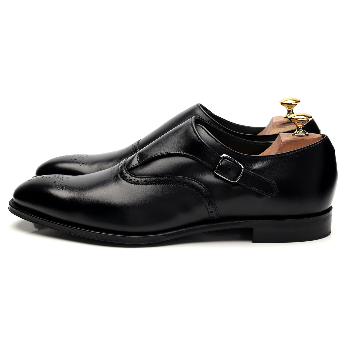 &#39;Moulton&#39; Black Leather Monk Strap UK 11 F