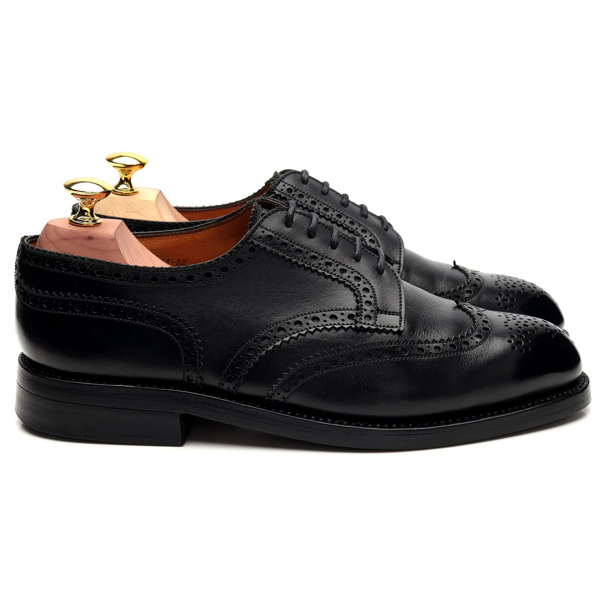 Black Leather Derby Brogue 7 E UK 7.5