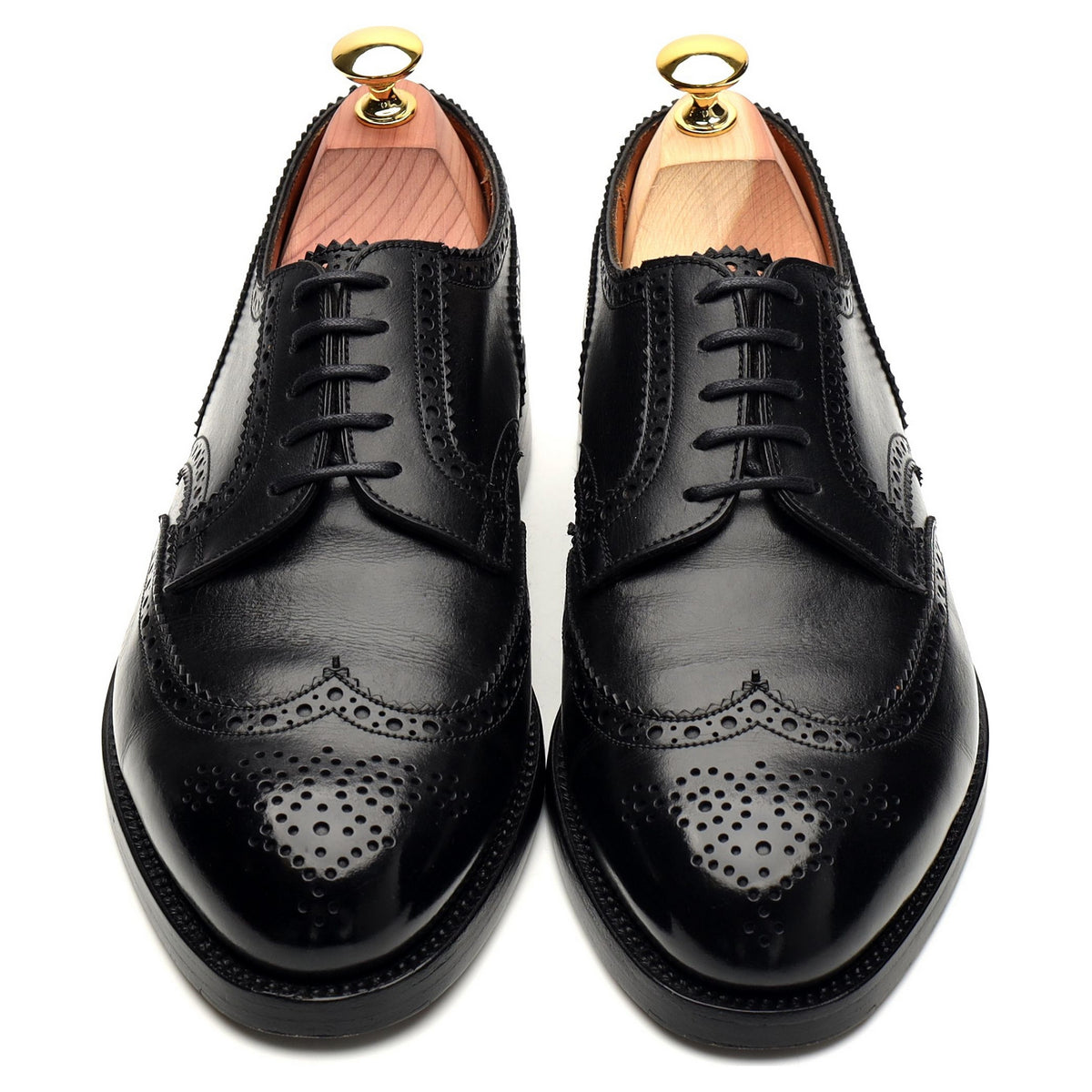 Black Leather Derby Brogue 7 E UK 7.5