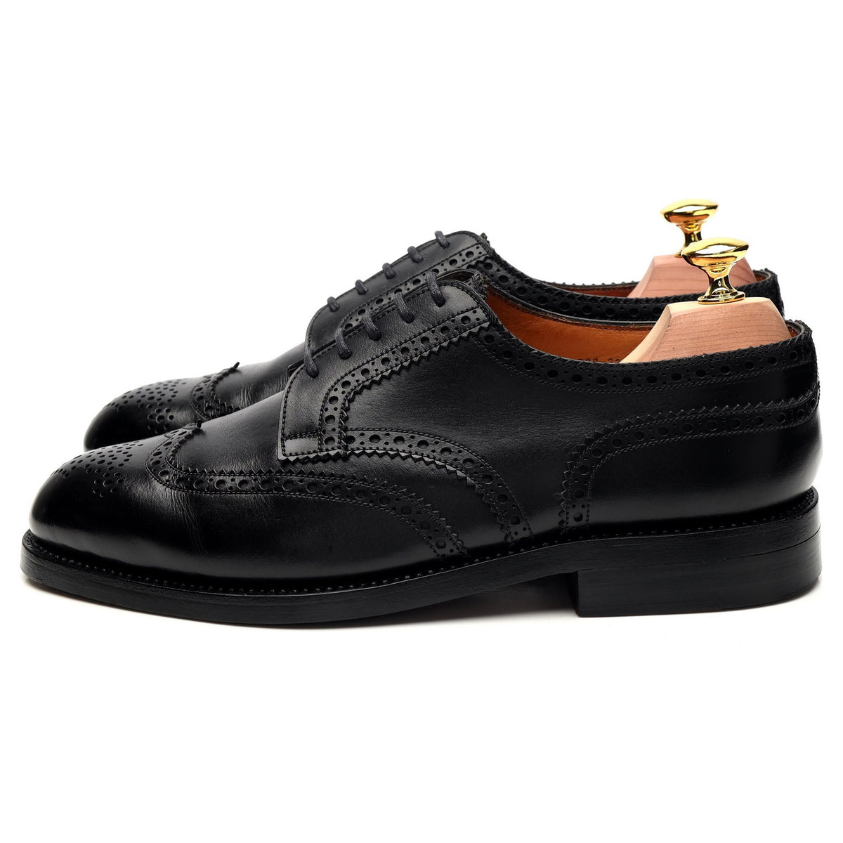 Black Leather Derby Brogue 7 E UK 7.5