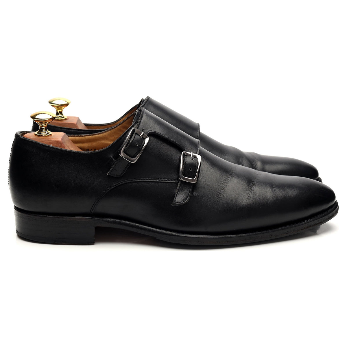 Herring &#39;8491&#39; Black Leather Double Monk Strap UK 8.5 E