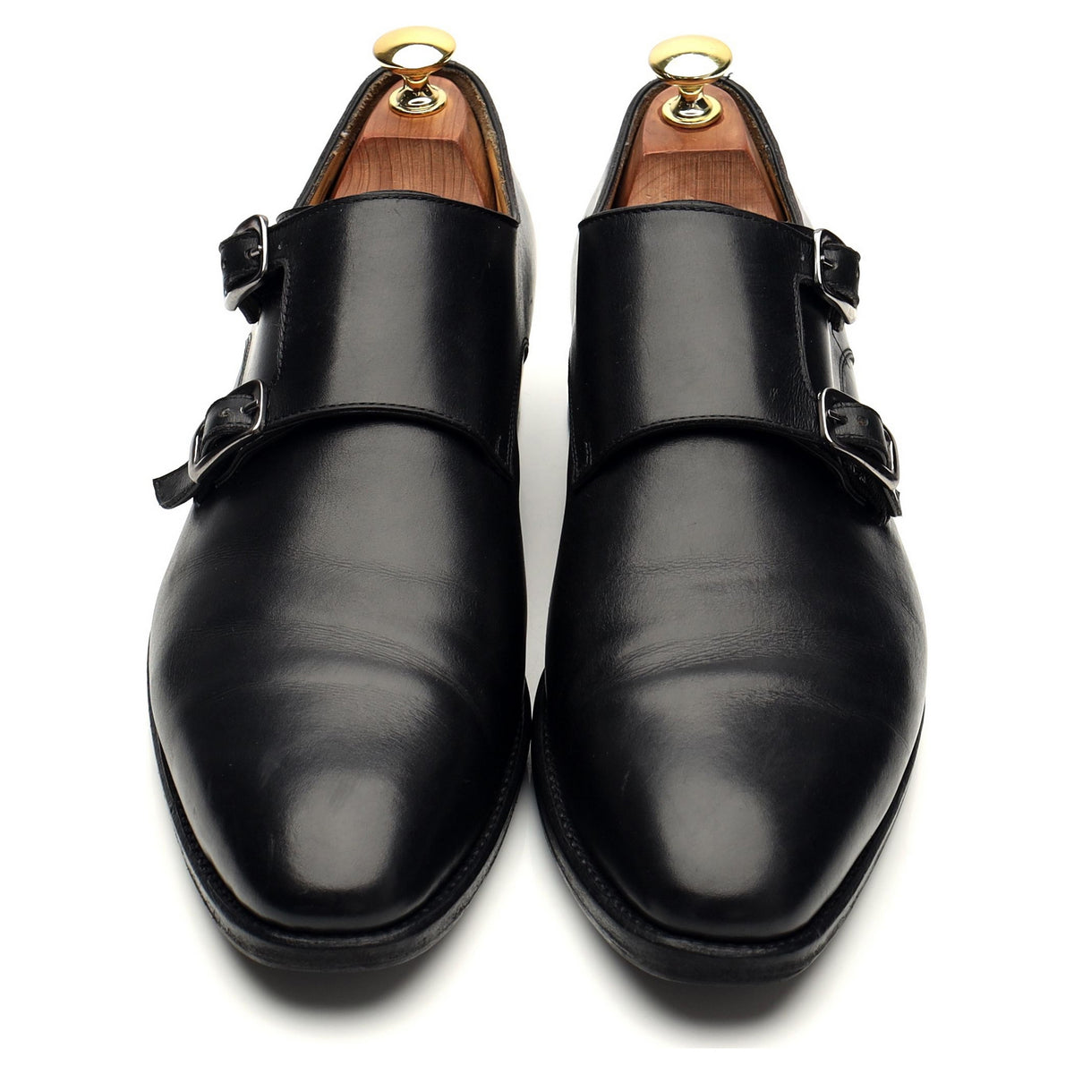 Herring &#39;8491&#39; Black Leather Double Monk Strap UK 8.5 E